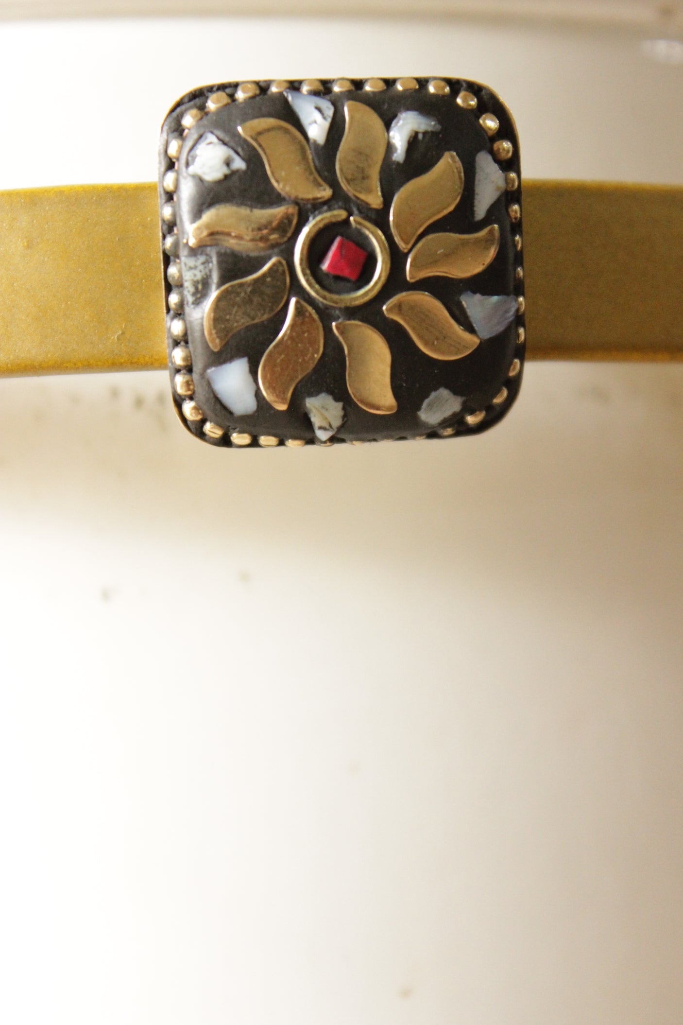 Gold Toned Black Tibetan Stud Earrings