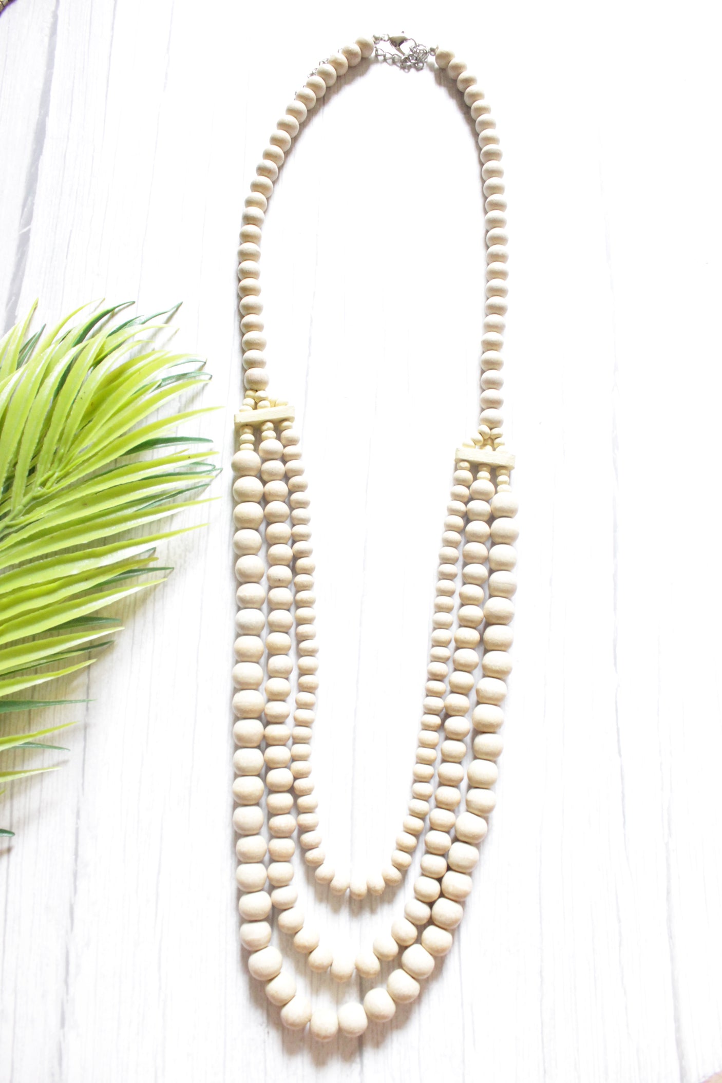 Ivory Circular Acrylic Beads 3 Layer Necklace