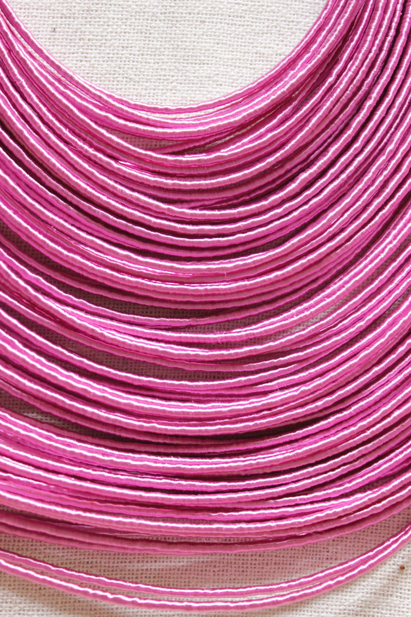 Baby Pink Handmade Silk Threads Multi-Layer Statement African Choker Necklace