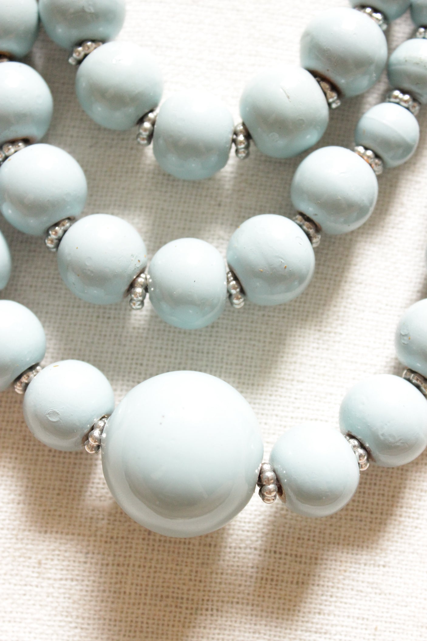 Blue Circular Acrylic Beads 3 Layer Necklace Rope and Chain Closure Necklace