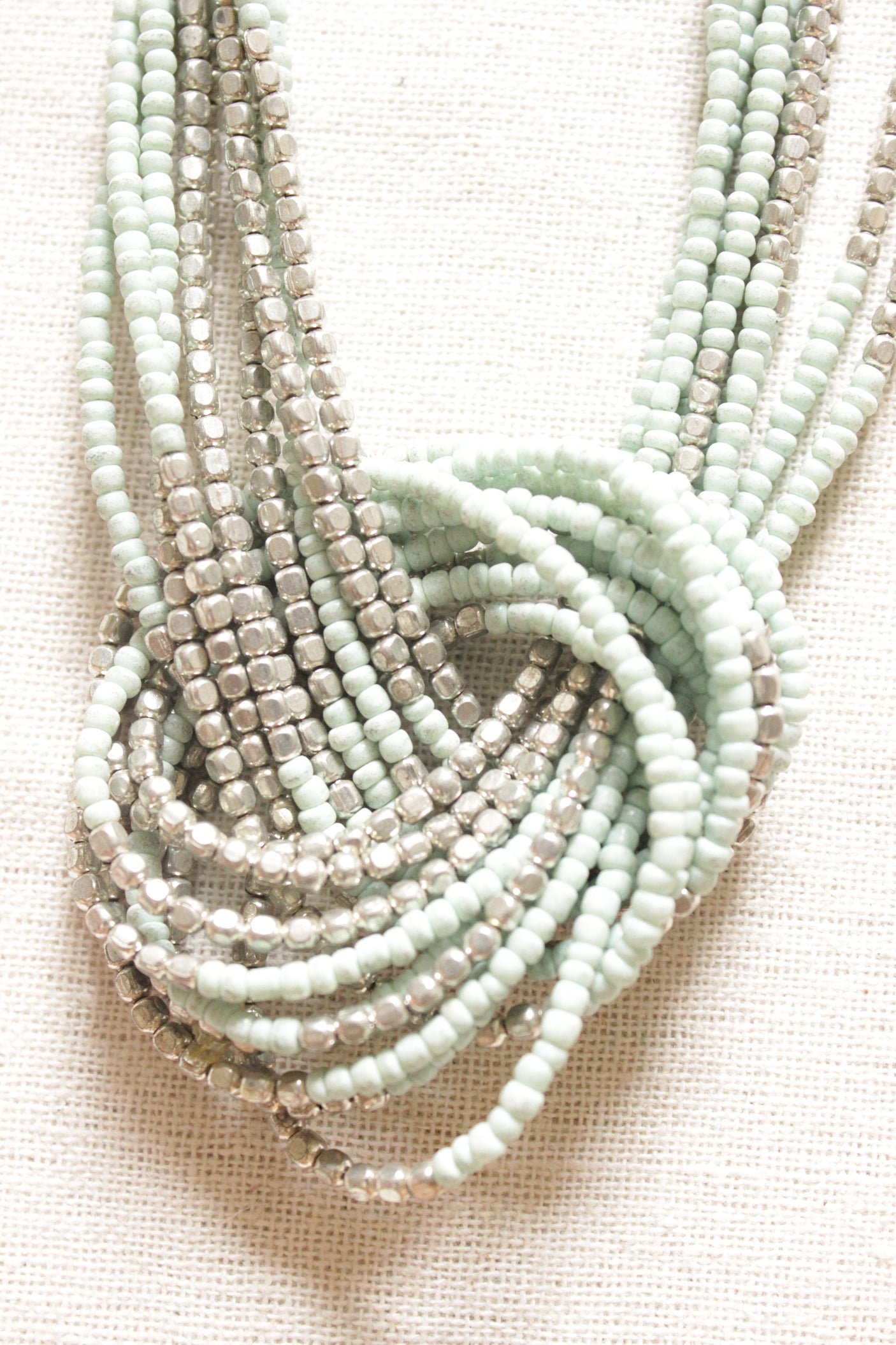 Soothing Blue and Silver Twisted Handmade Long Necklace