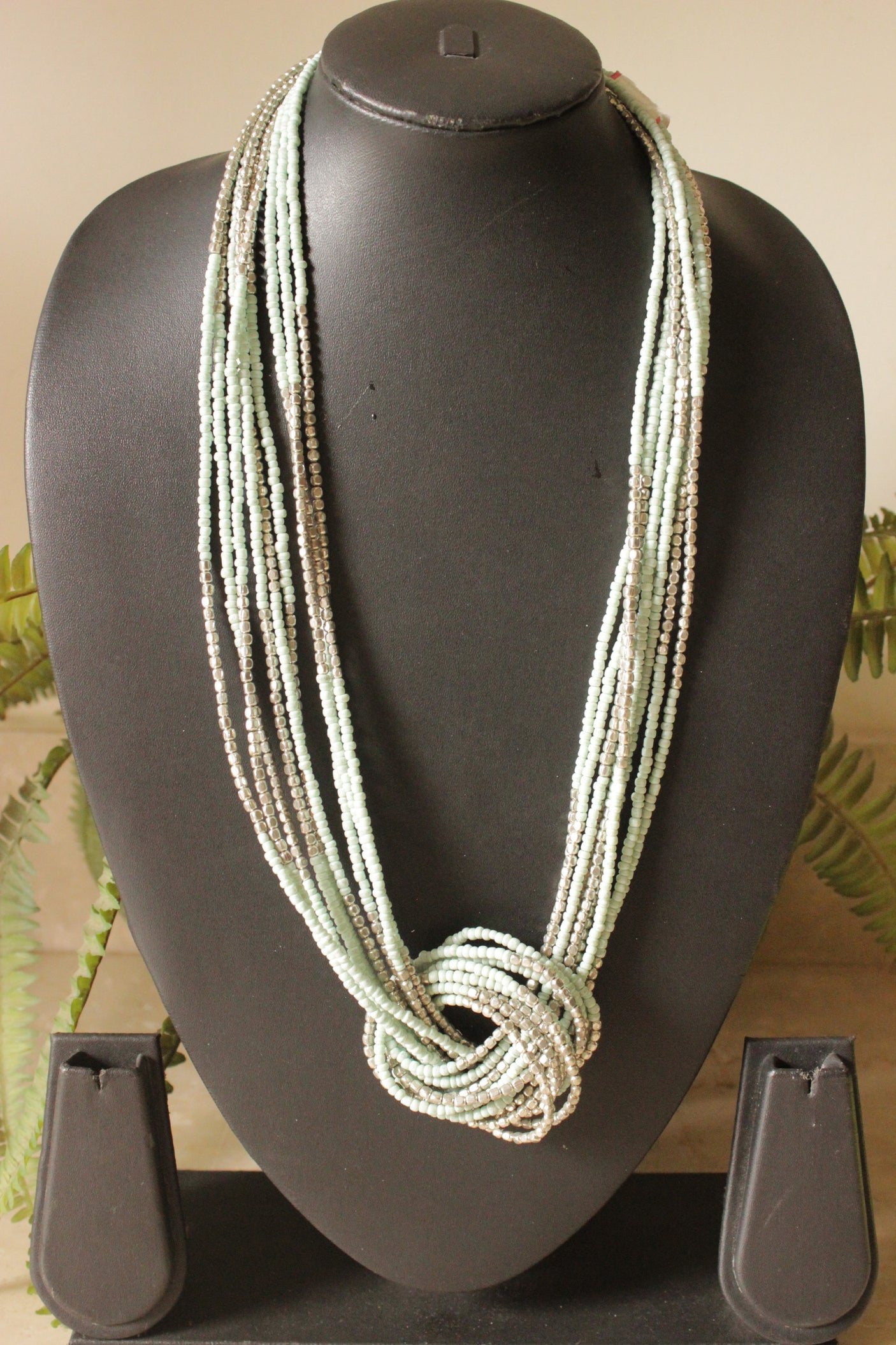 Soothing Blue and Silver Twisted Handmade Long Necklace