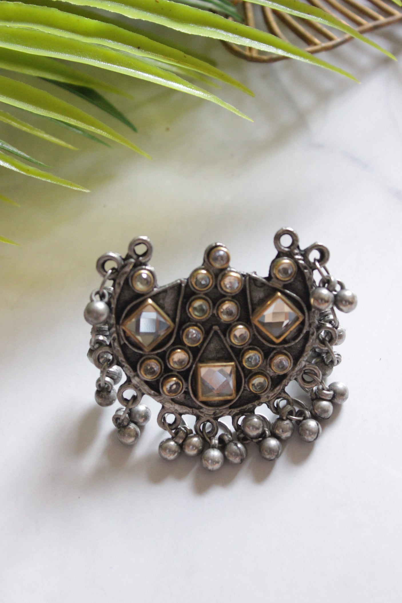 Dual Tone Oxidised Finish Adjustable Ring