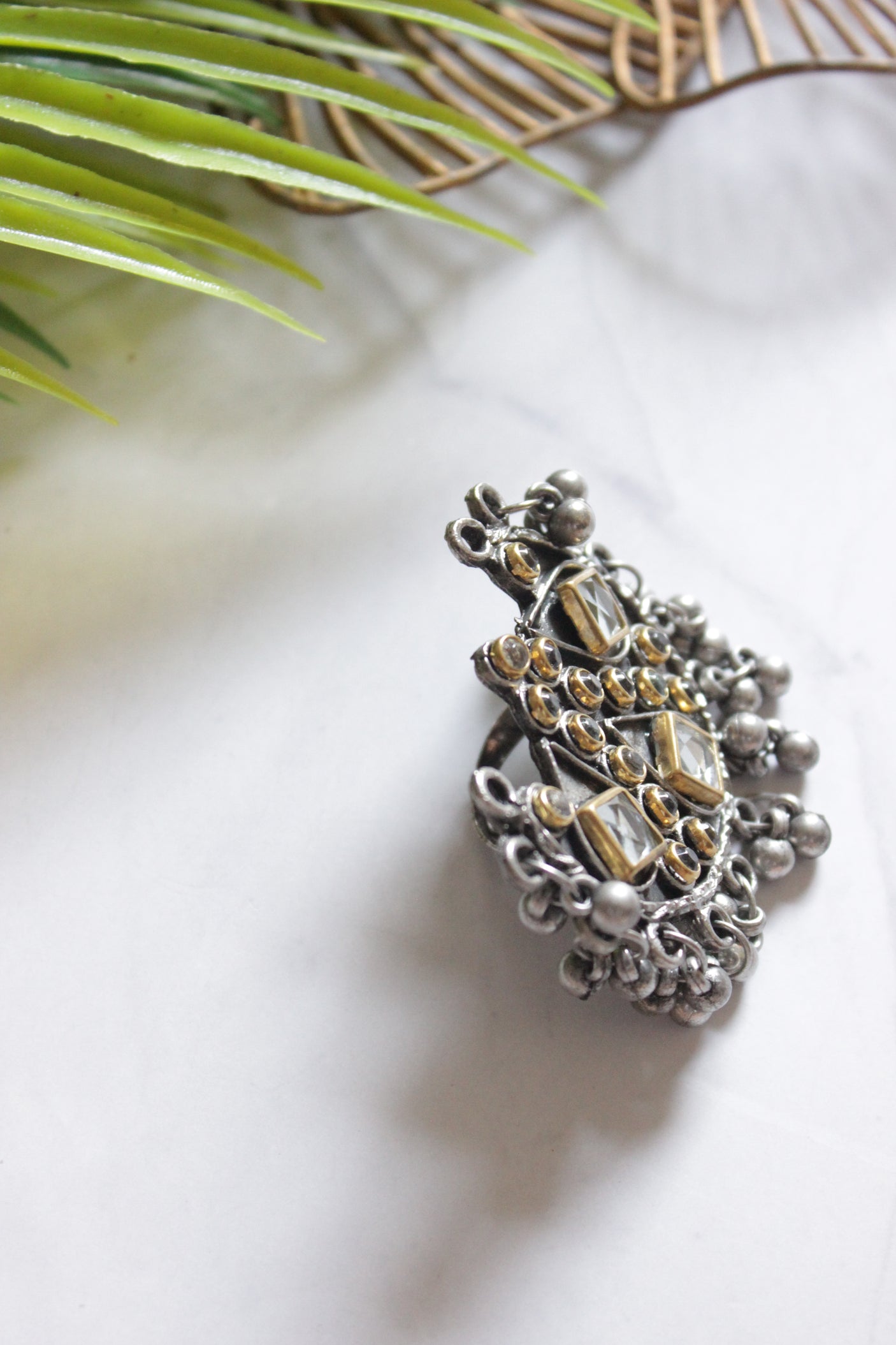 Dual Tone Oxidised Finish Adjustable Ring