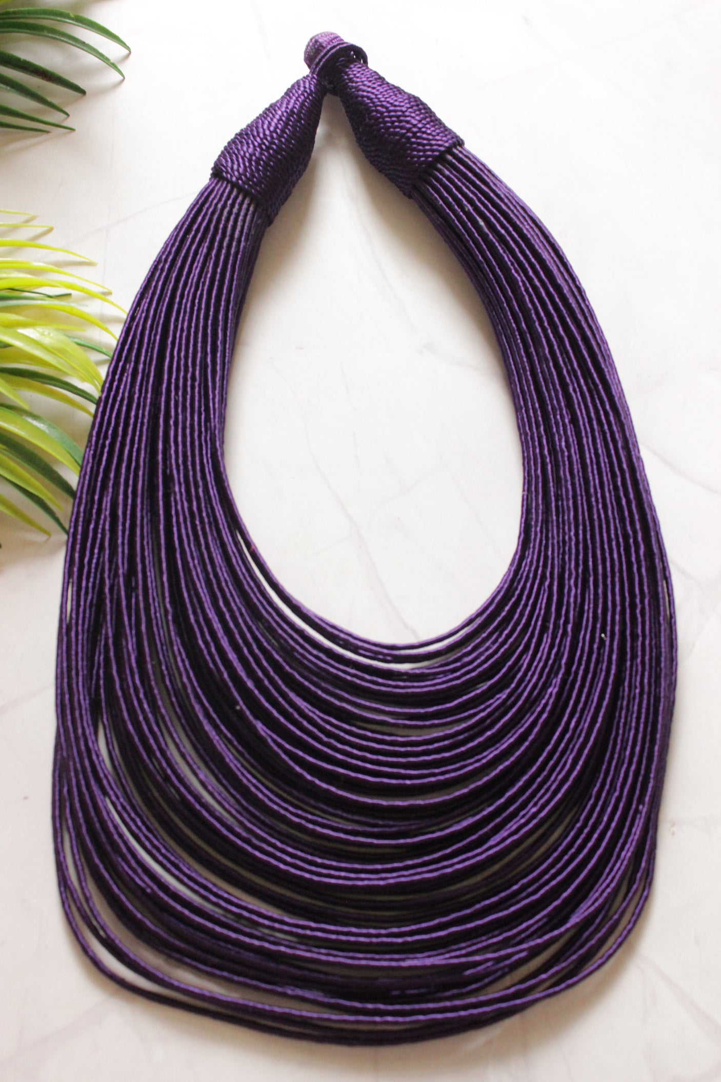 Violet Handmade Silk Threads Multi-Layer Statement African Choker Necklace