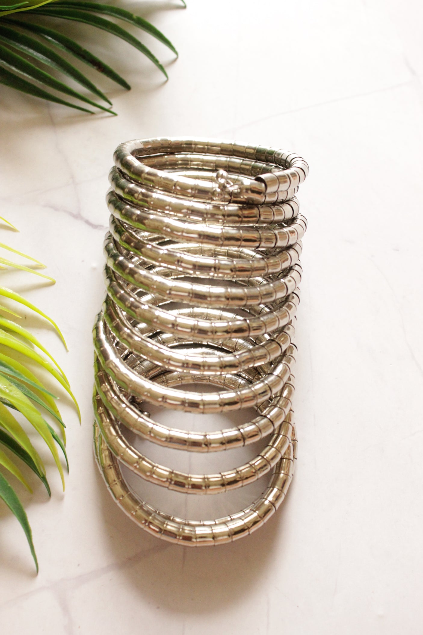 Oxidised Finish Silver Spiral Design Bangles