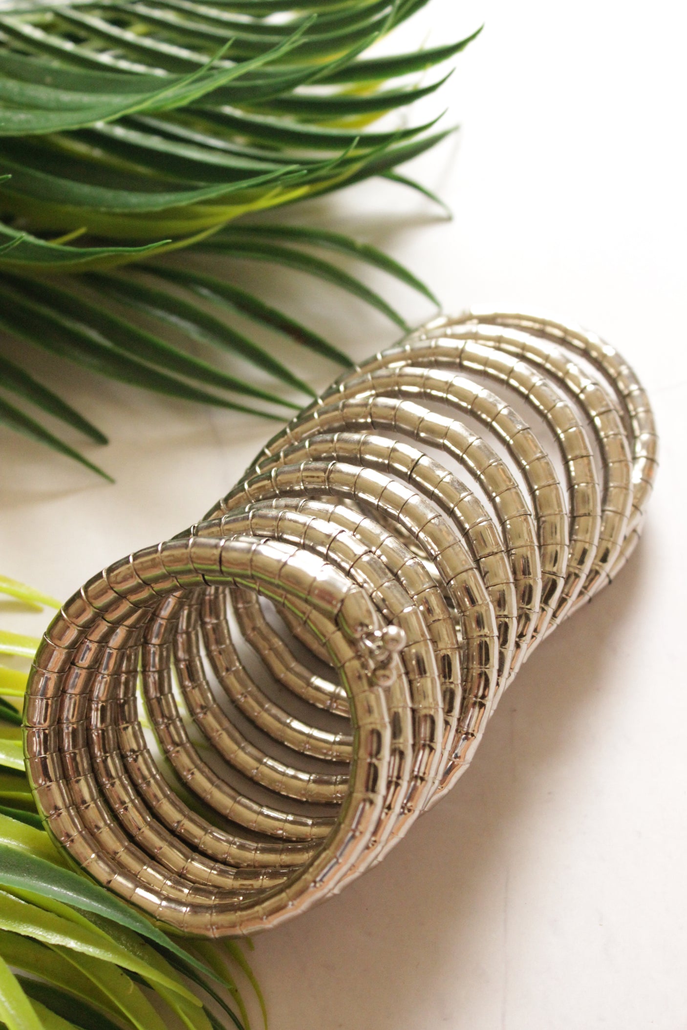 Oxidised Finish Silver Spiral Design Bangles