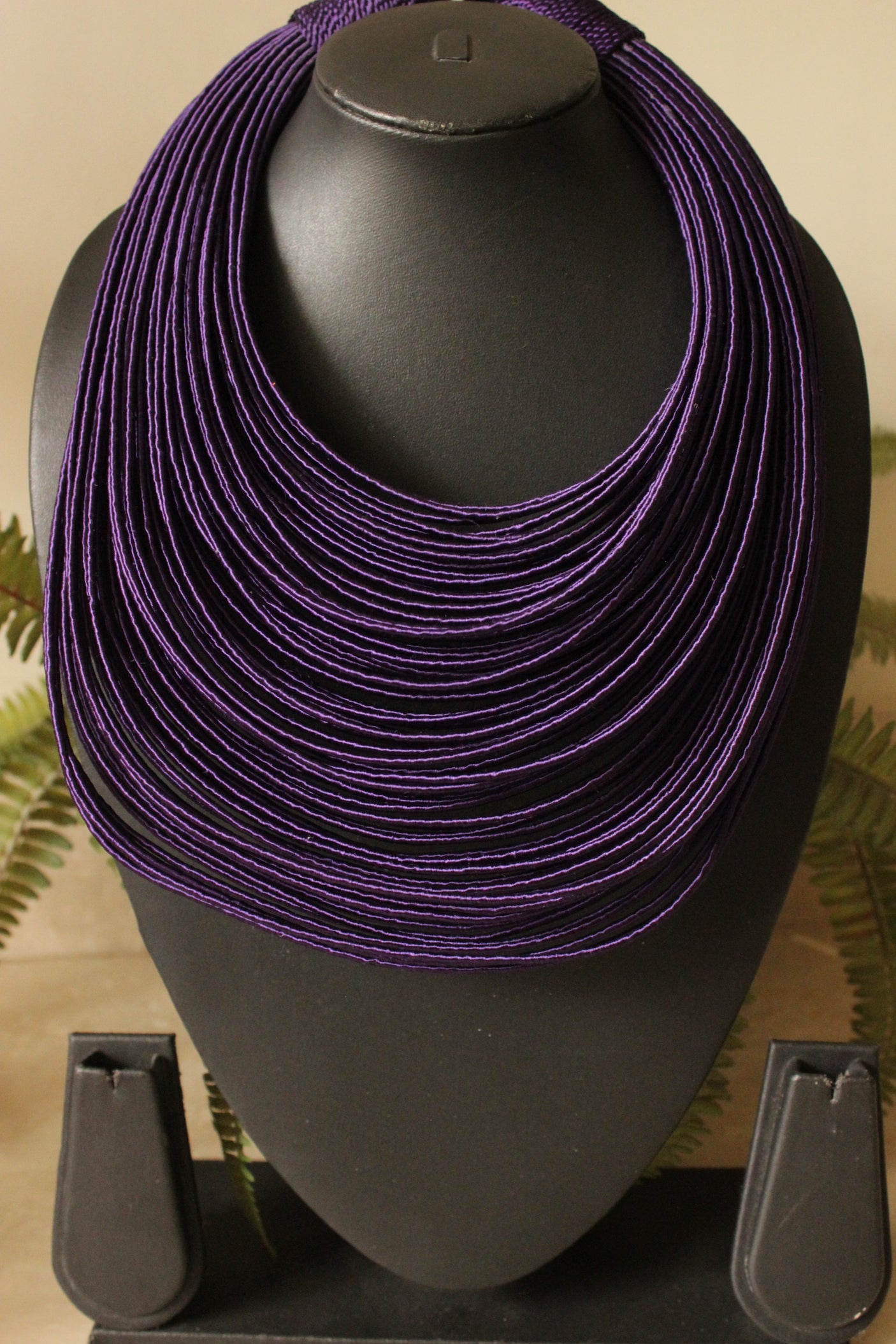 Violet Handmade Silk Threads Multi-Layer Statement African Choker Necklace