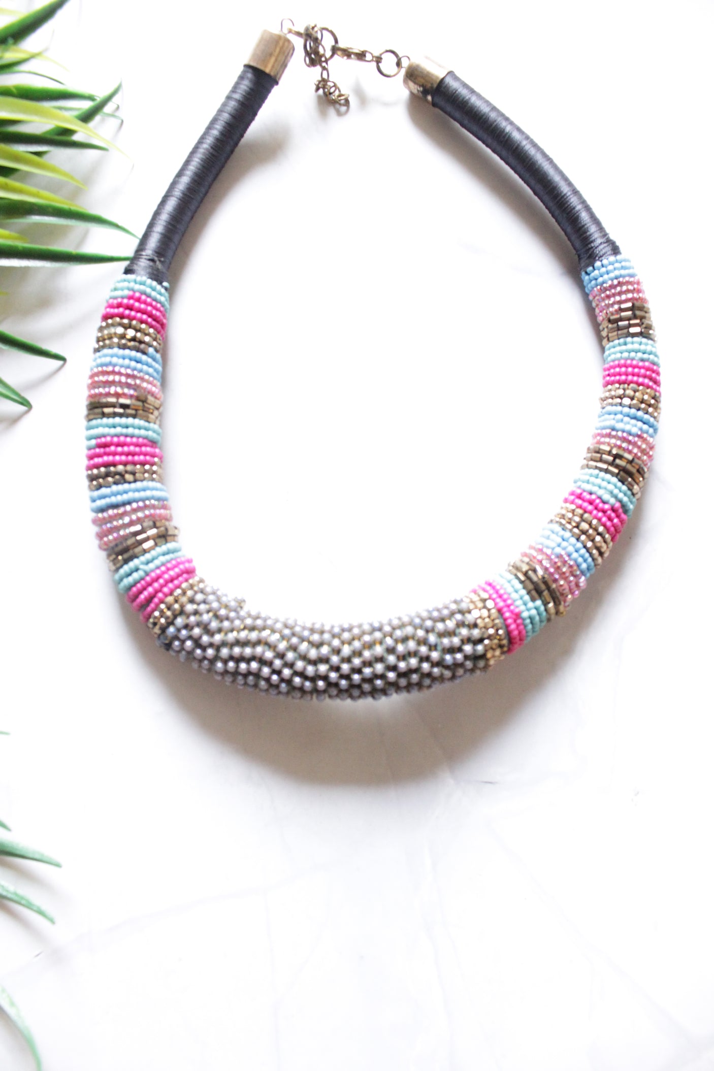 Multi-Color Acrylic and Metal Beads Handmade Necklace
