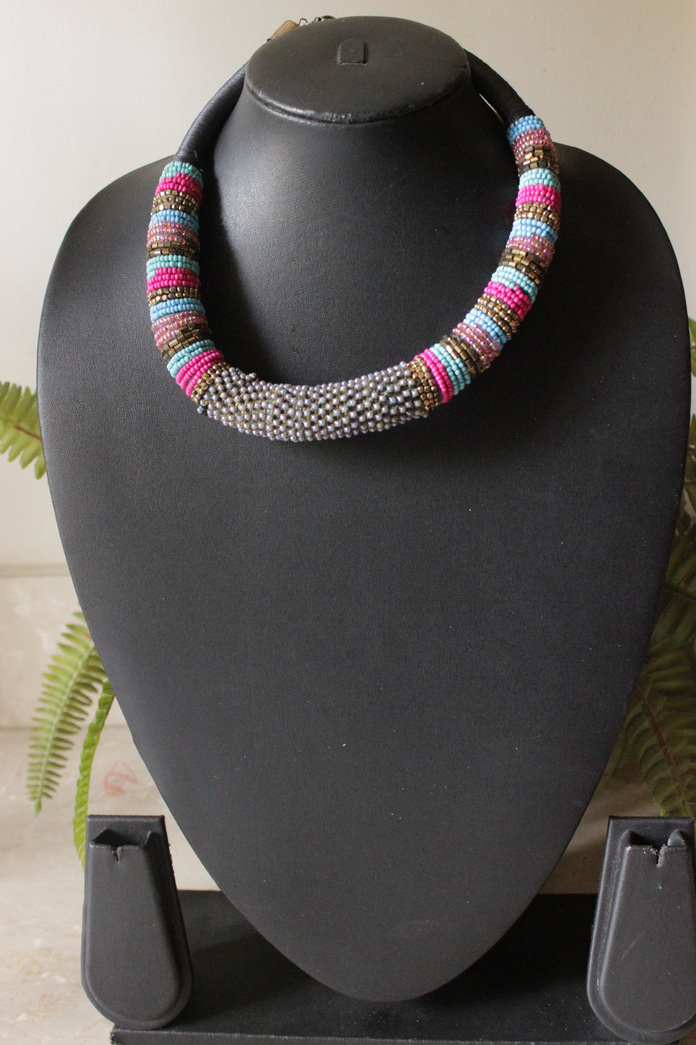 Multi-Color Acrylic and Metal Beads Handmade Necklace