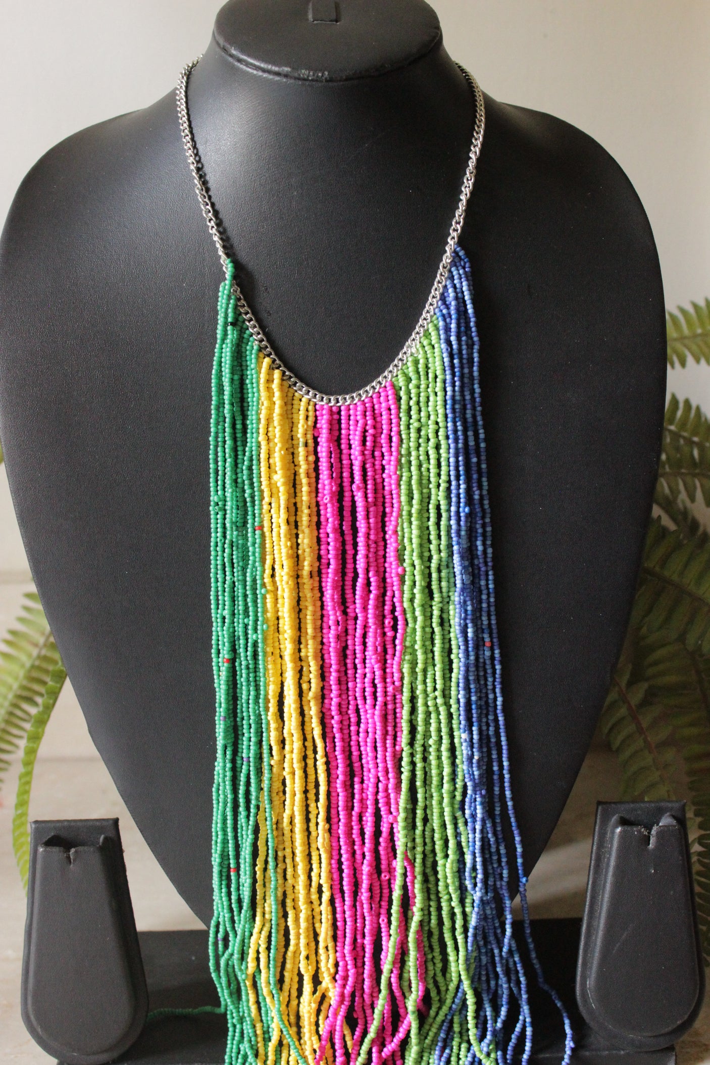 Multi-Color Beads Elaborate Boho Choker Collar Necklace