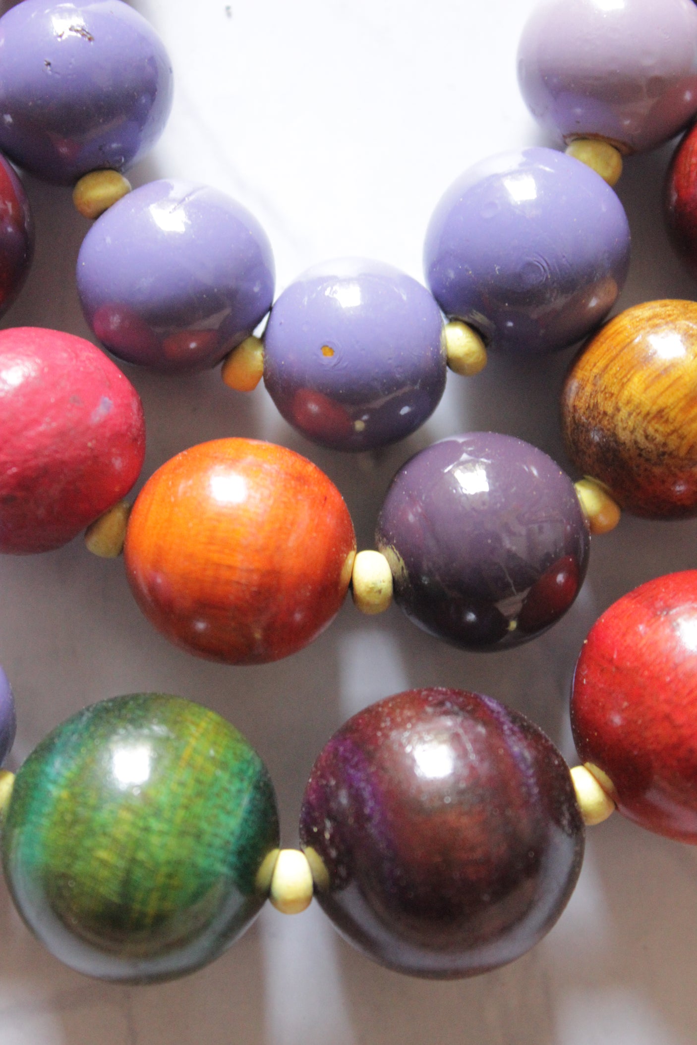 Multi-Color Vibrant Wooden Beads 3 Layer Handmade Necklace