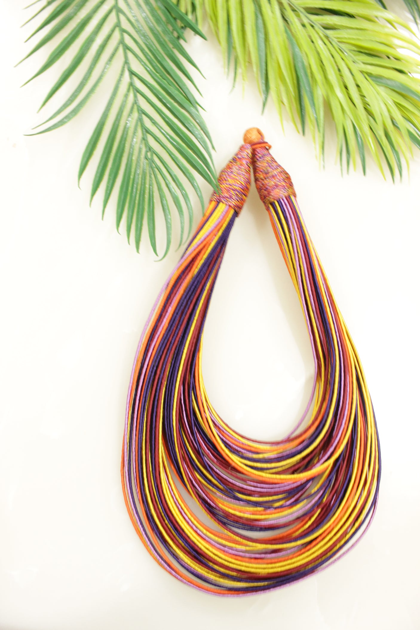 Multi-Color Handmade Silk Threads Multi-Layer Statement African Choker Necklace