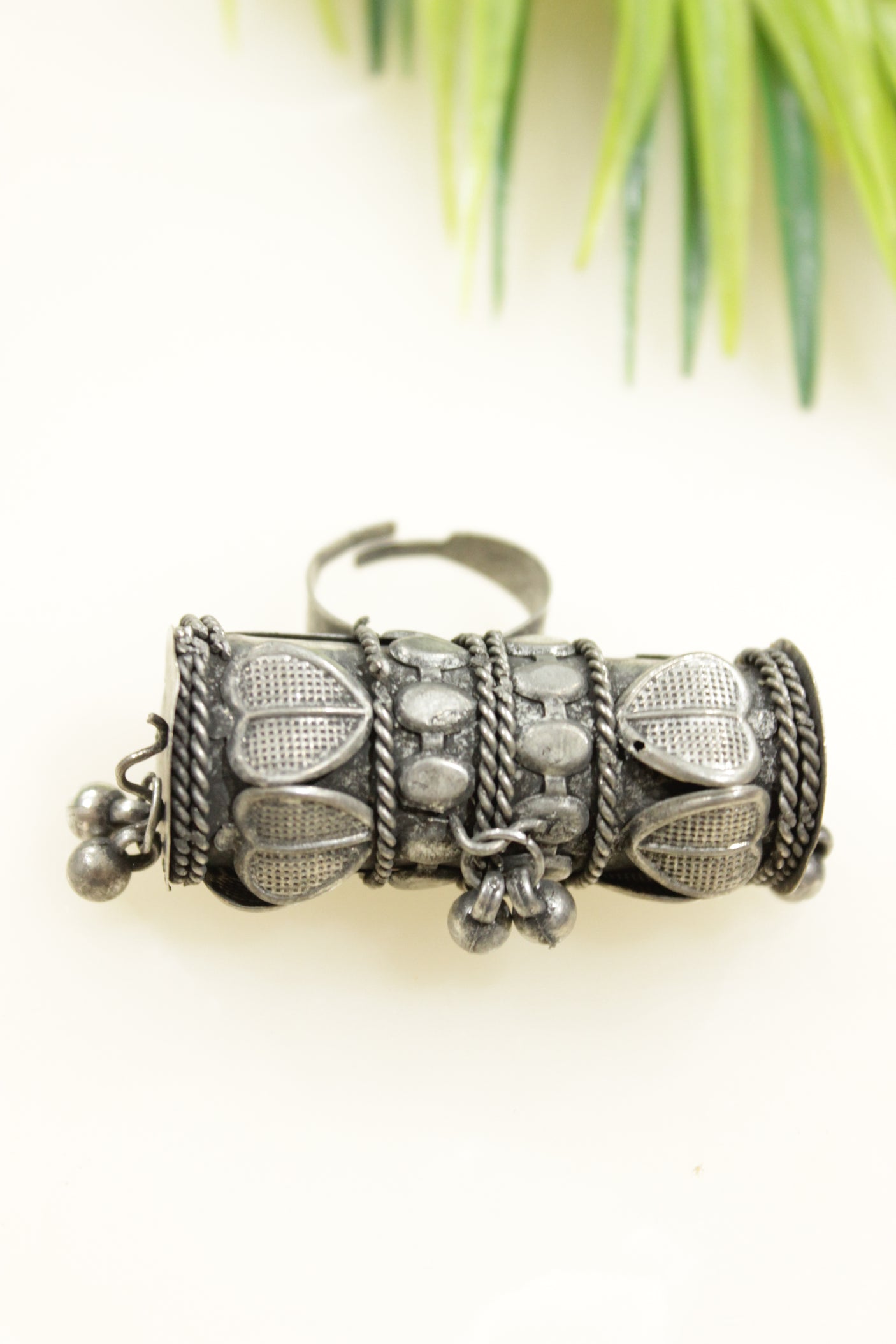 Oxidised Finish Adjustable Statement Ring