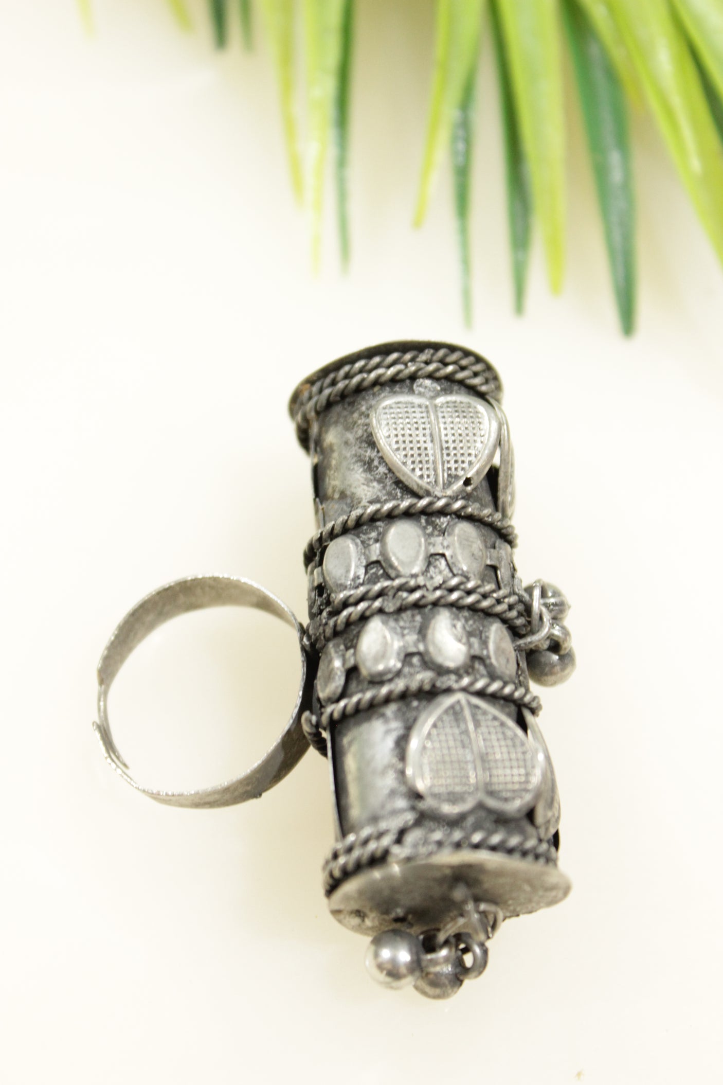 Oxidised Finish Adjustable Statement Ring