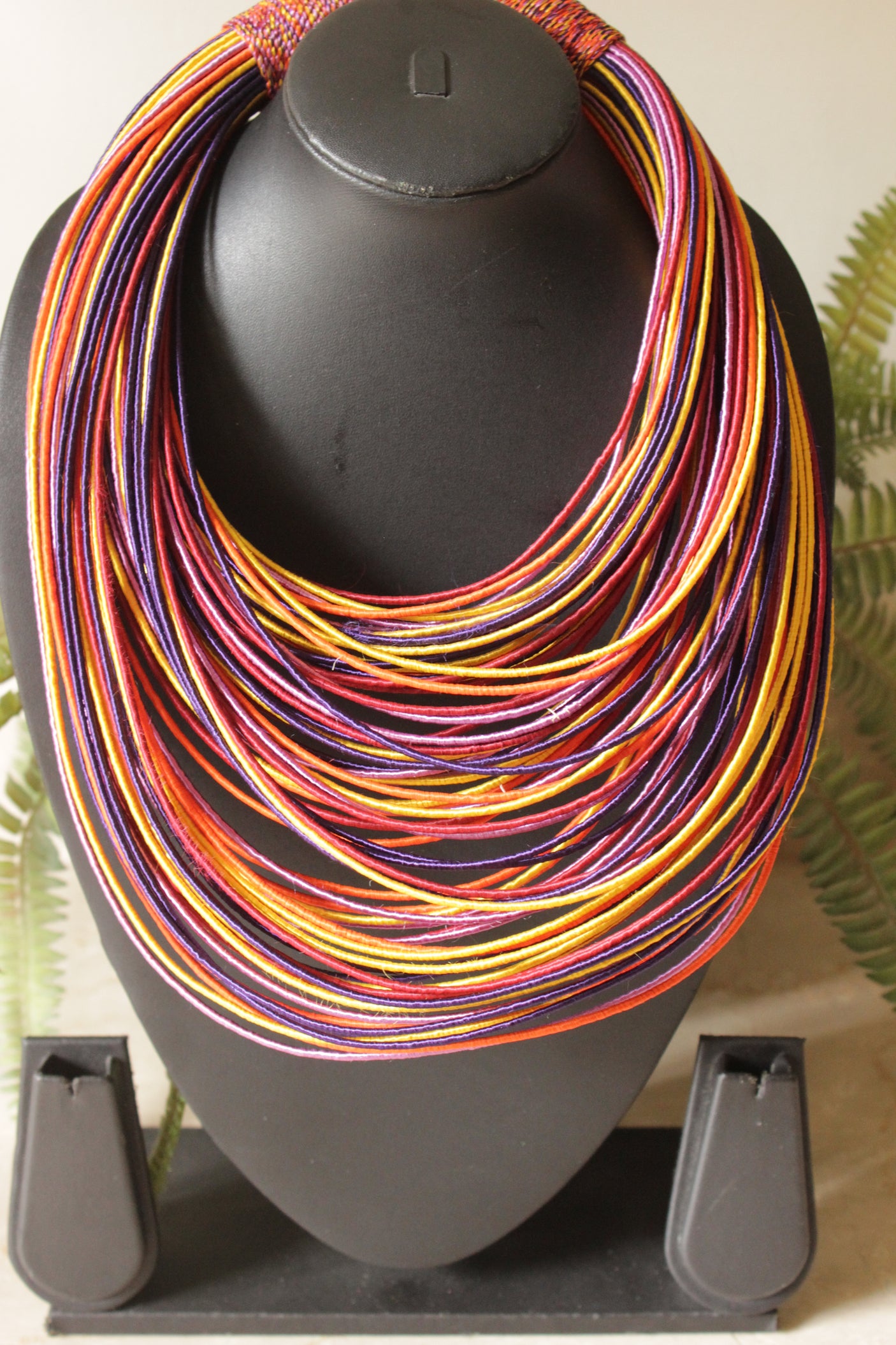 Multi-Color Handmade Silk Threads Multi-Layer Statement African Choker Necklace