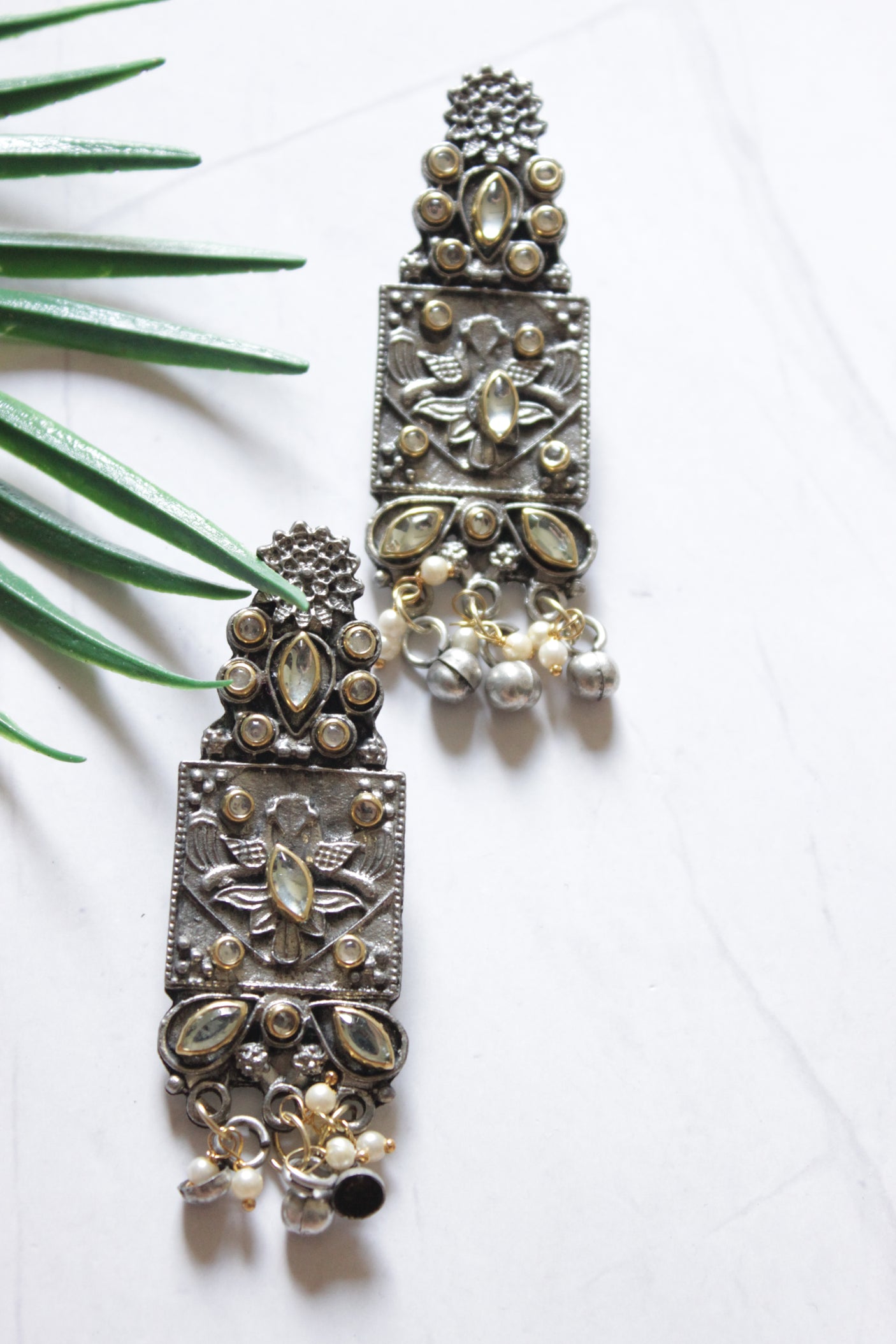 Dual Tone Oxidised Finish Adjustable Length Elaborate Necklace Set