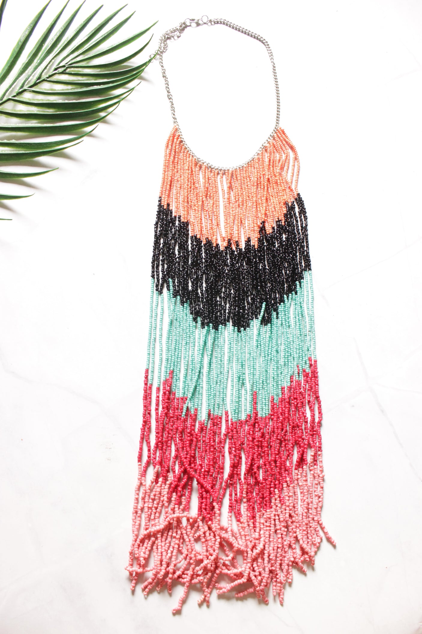 Multi-Color Beads Hand Braided Long Multi-Layer Choker Necklace