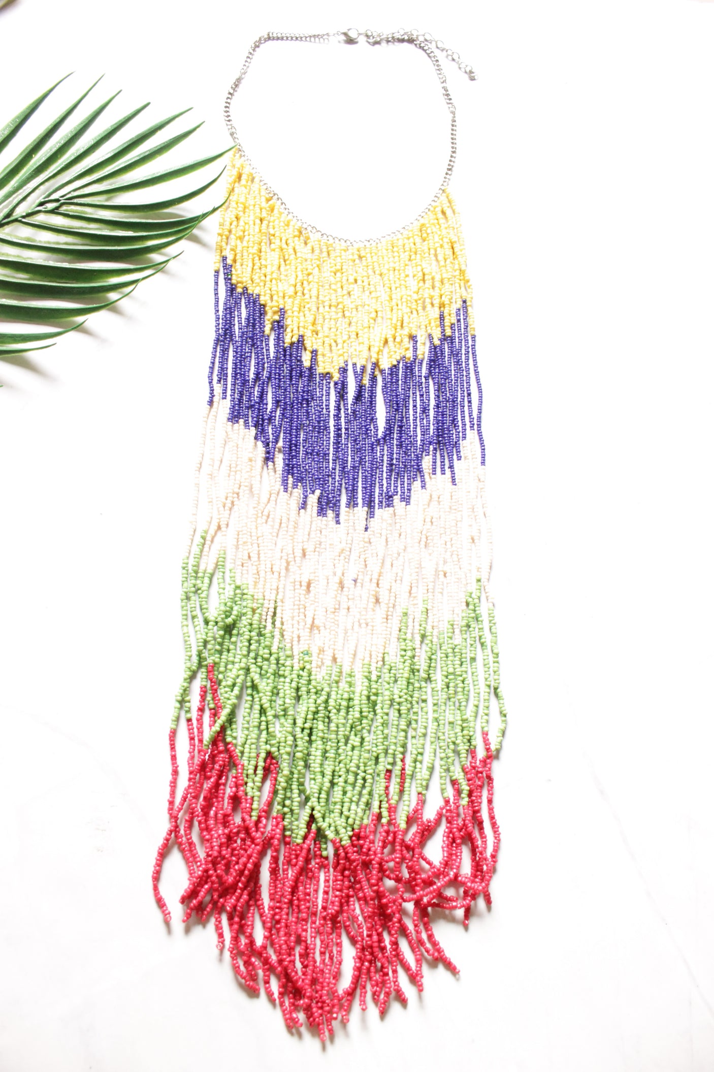 Multi-Color Beads Hand Braided Long Multi-Layer Choker Necklace