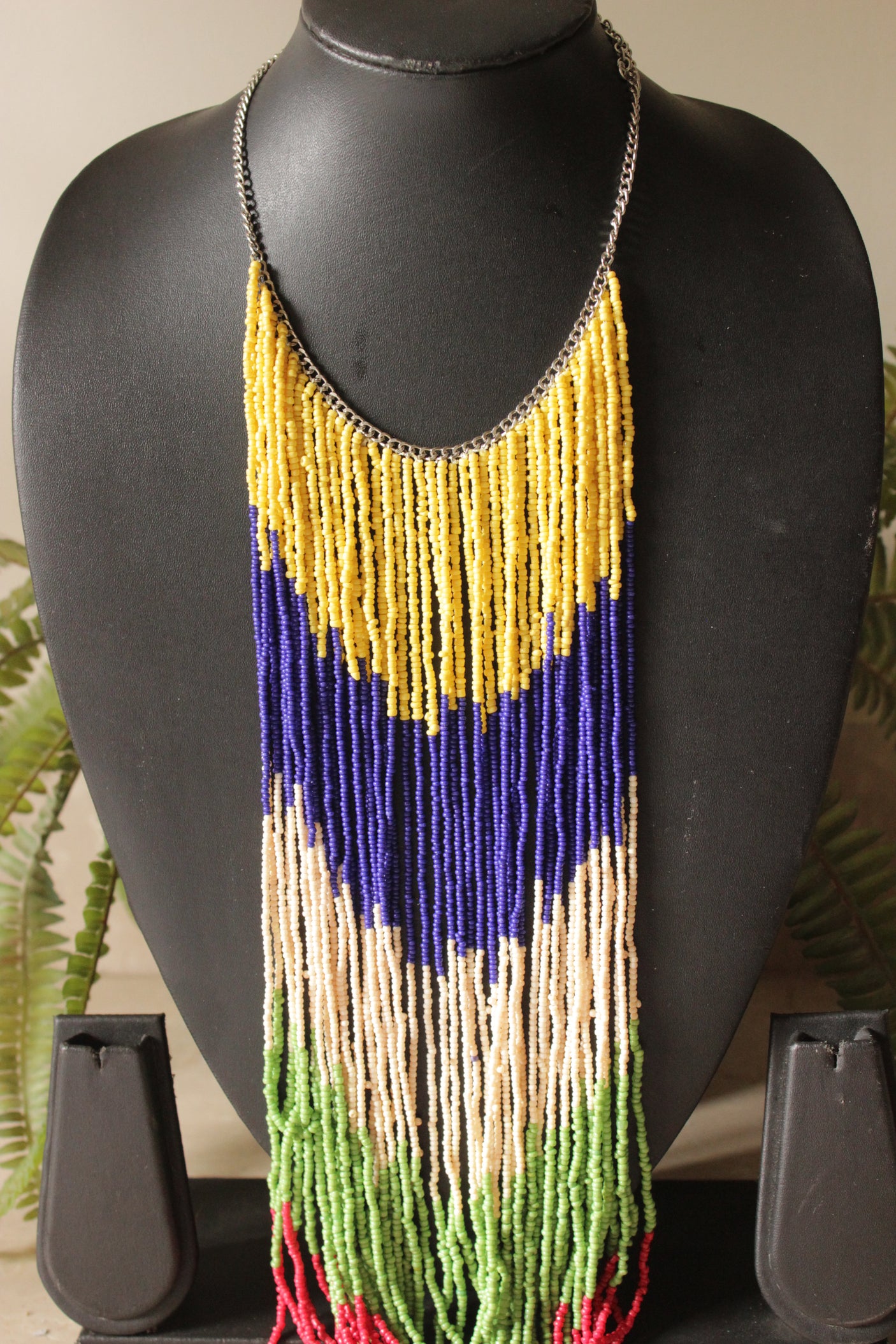 Multi-Color Beads Hand Braided Long Multi-Layer Choker Necklace