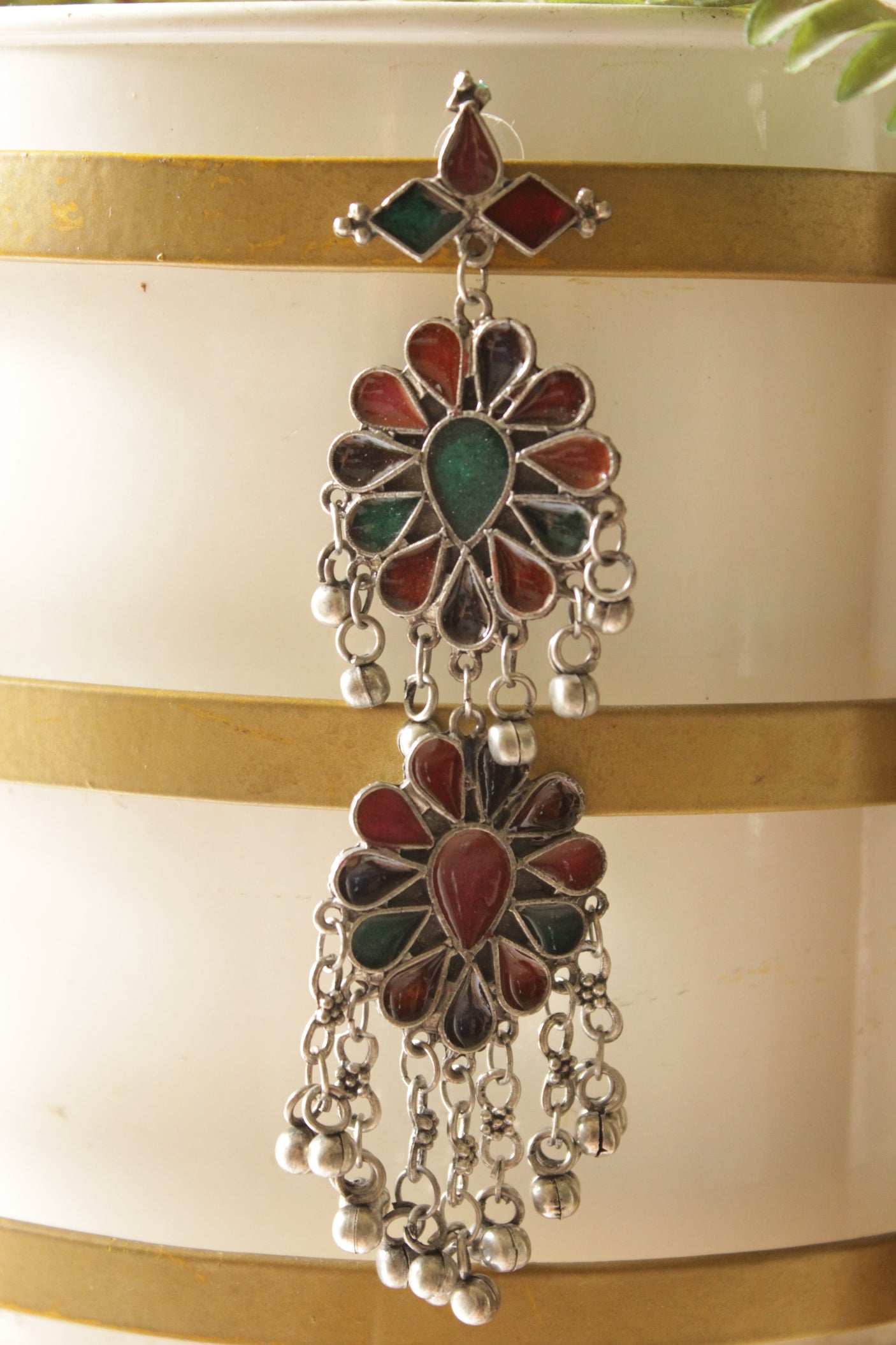 Multi-Color Enamel Painted Long Dangler Earrings