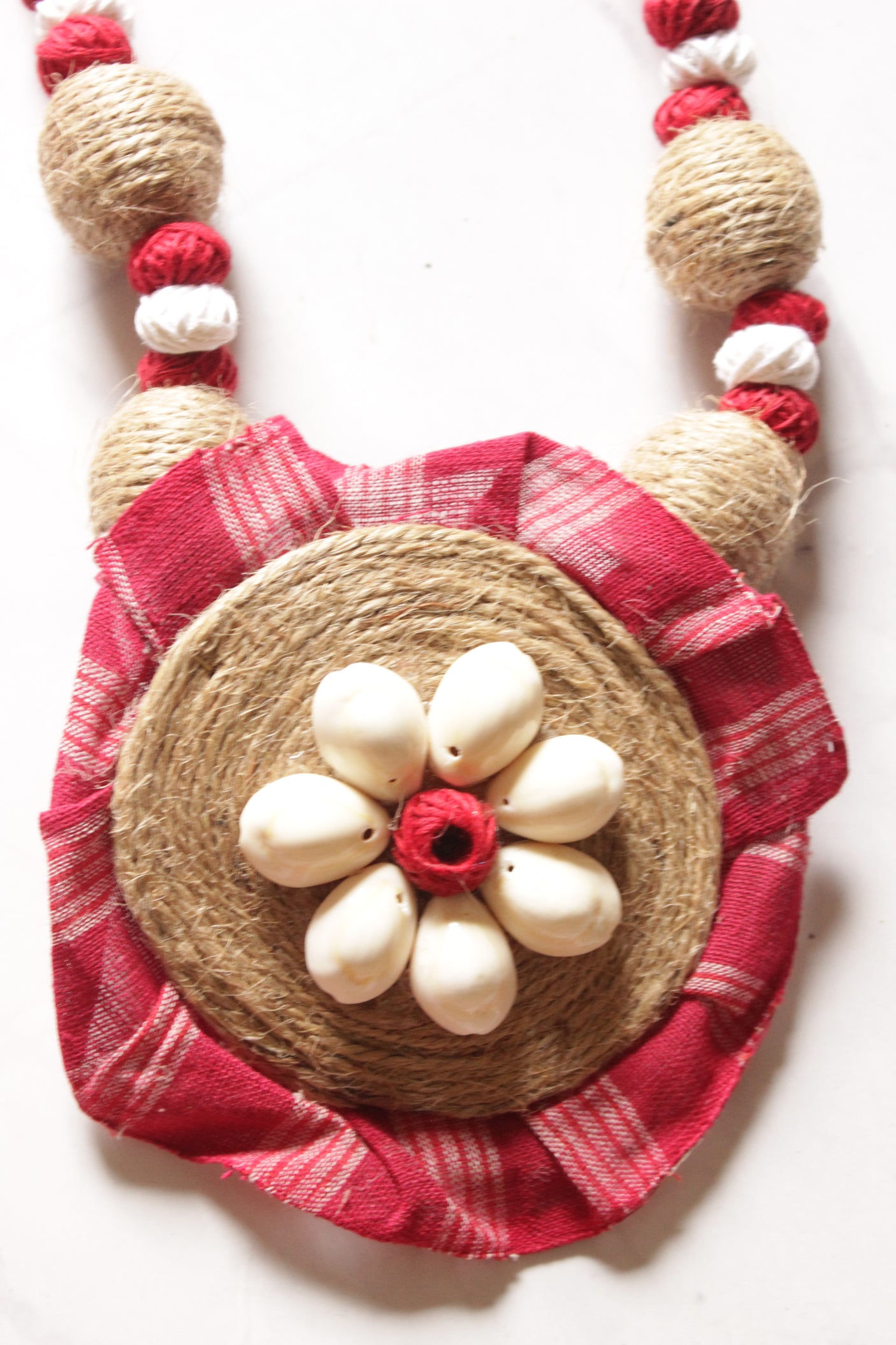 Jute and Fabric Handmade Necklace Set