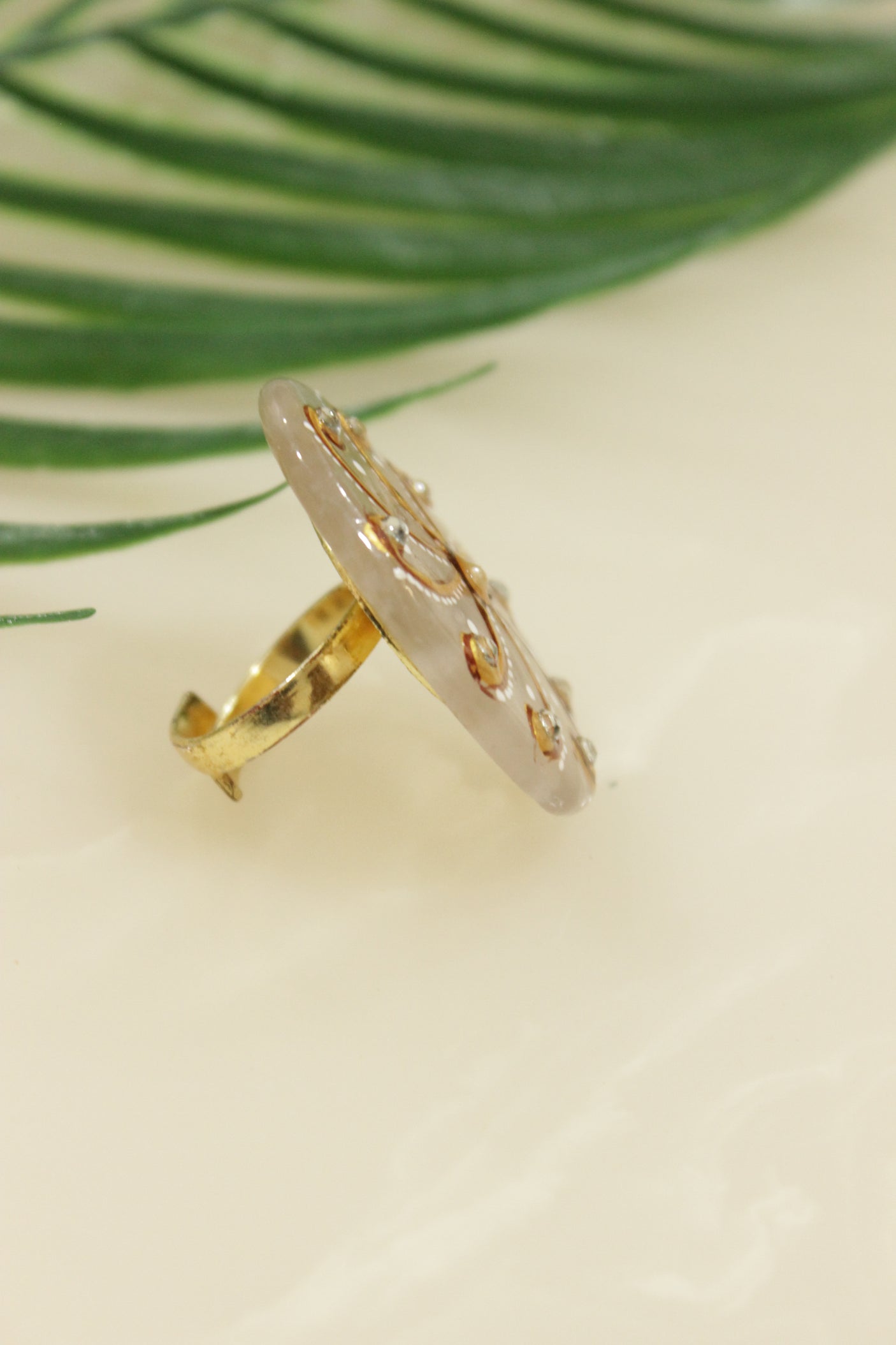 Hand Painted Marble Statement Adjustable Cocktail Ring