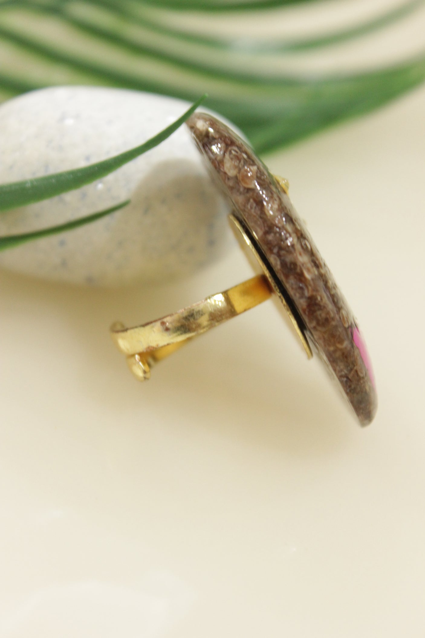 Hand Painted Marble Statement Adjustable Cocktail Ring