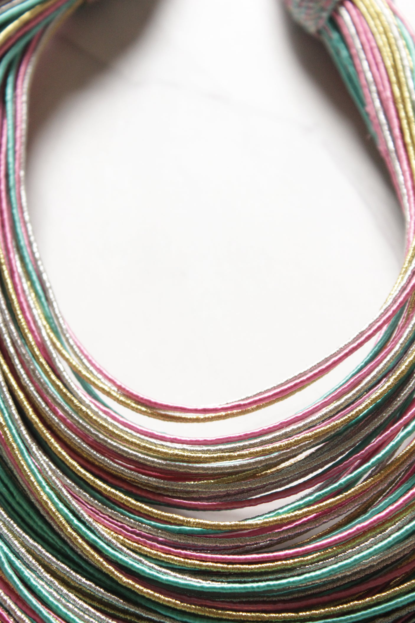 Multi-Color Handmade Silk Threads Multi-Layer Statement African Choker Necklace