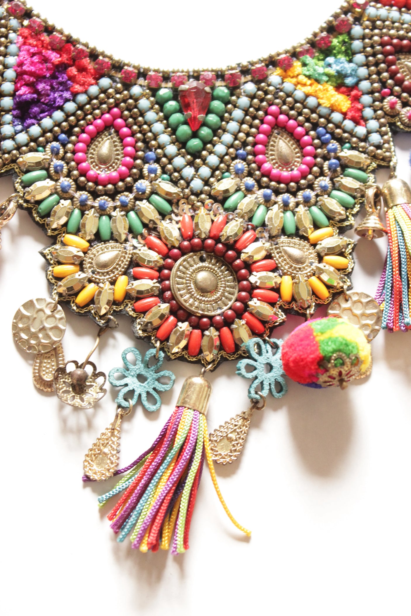 Multi-Color Beaded Chain Closure Handmade Boho Necklace