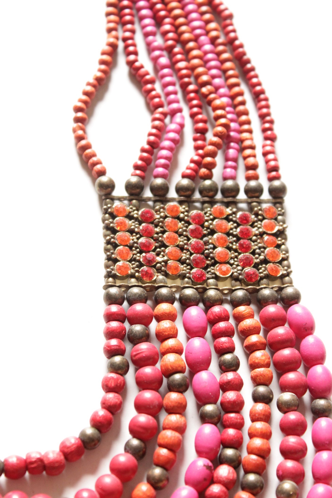 Shades of Pink & Red Multi-Layer Handmade Beaded Necklace