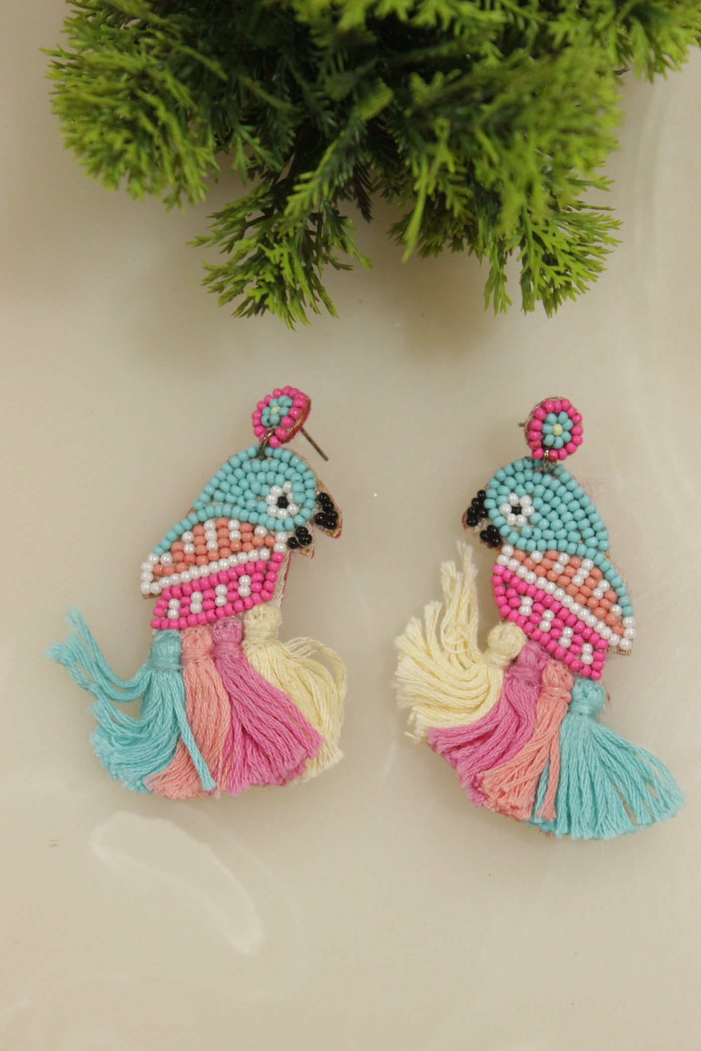 Handmade Beaded Parrot Earrings