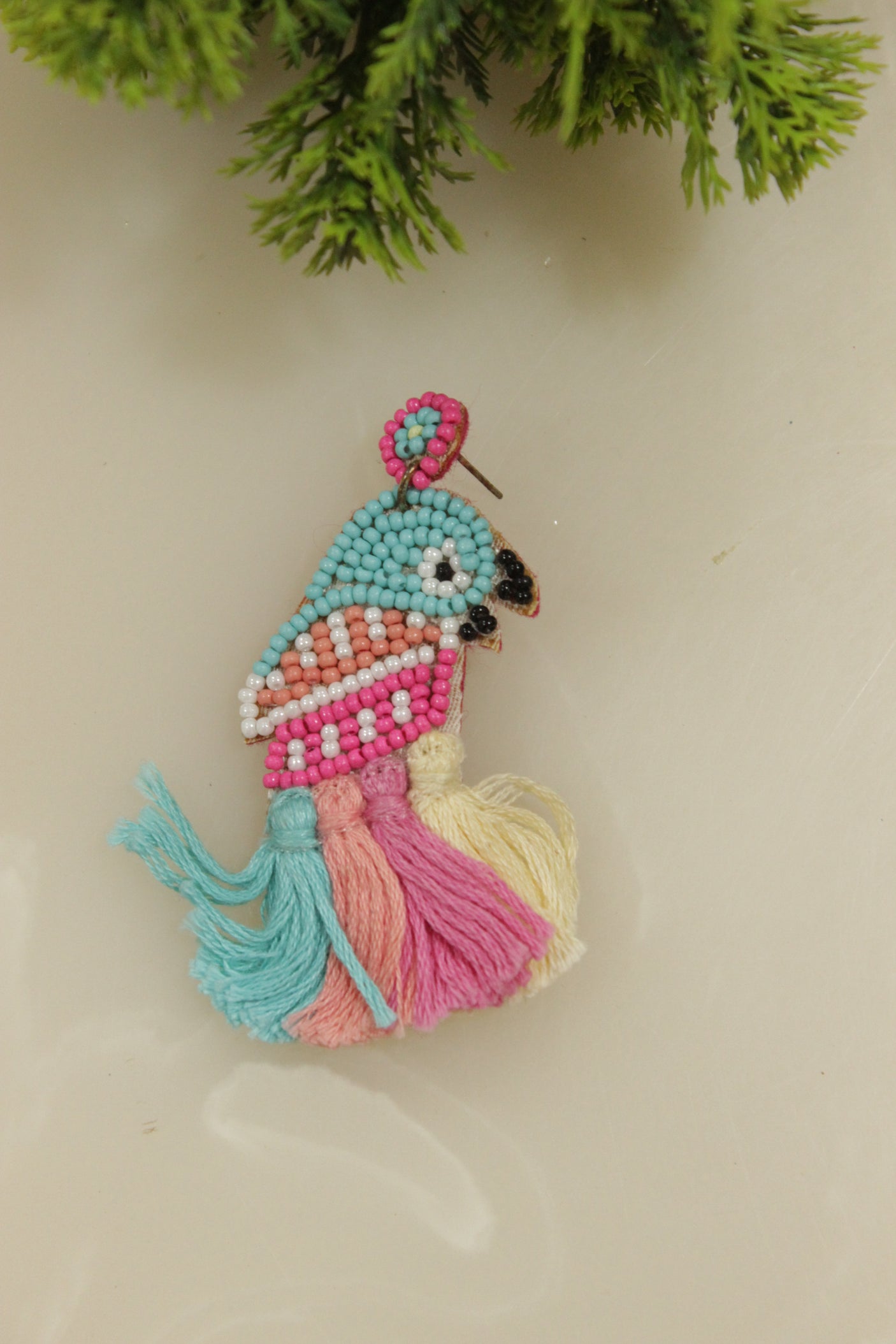 Handmade Beaded Parrot Earrings