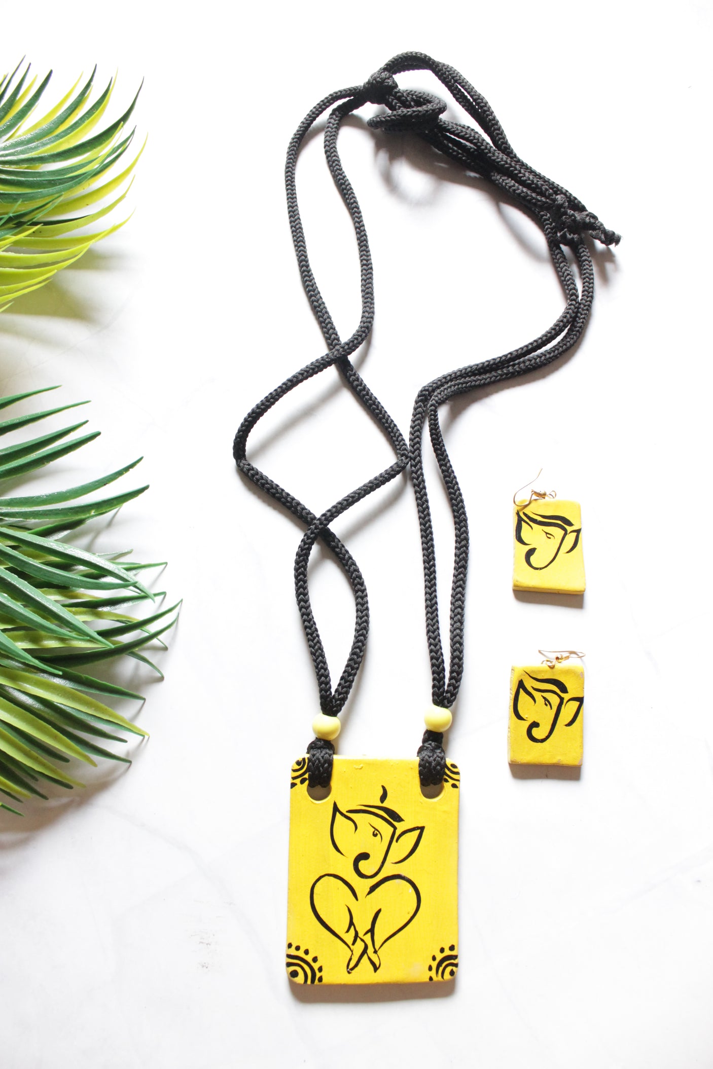 Ganesha Hand Painted Wooden Necklace Set