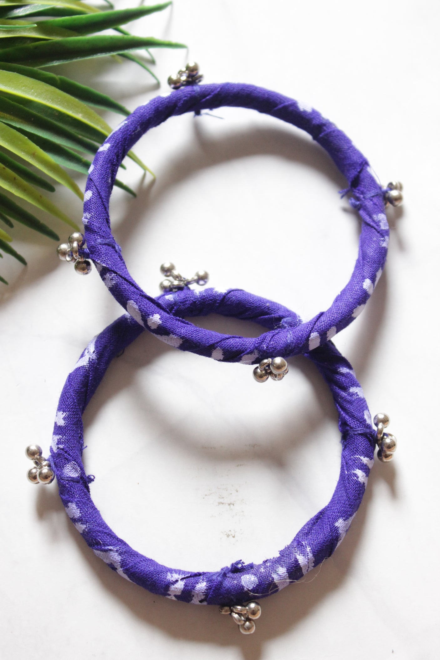 Set of 2 Purple Fabric and Ghungroo Handmade Bangles