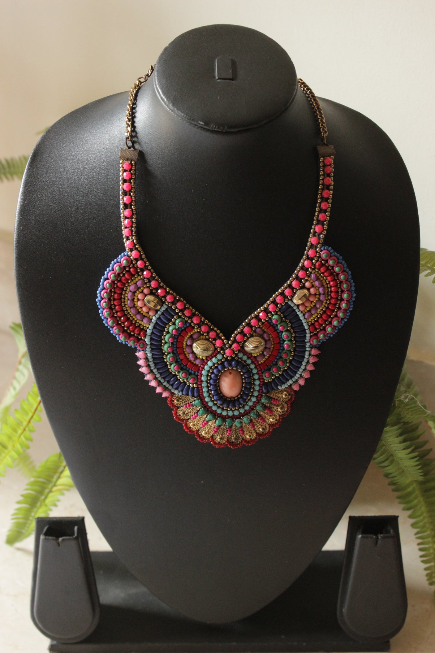 Multi Color Beaded Handmade Boho Necklace