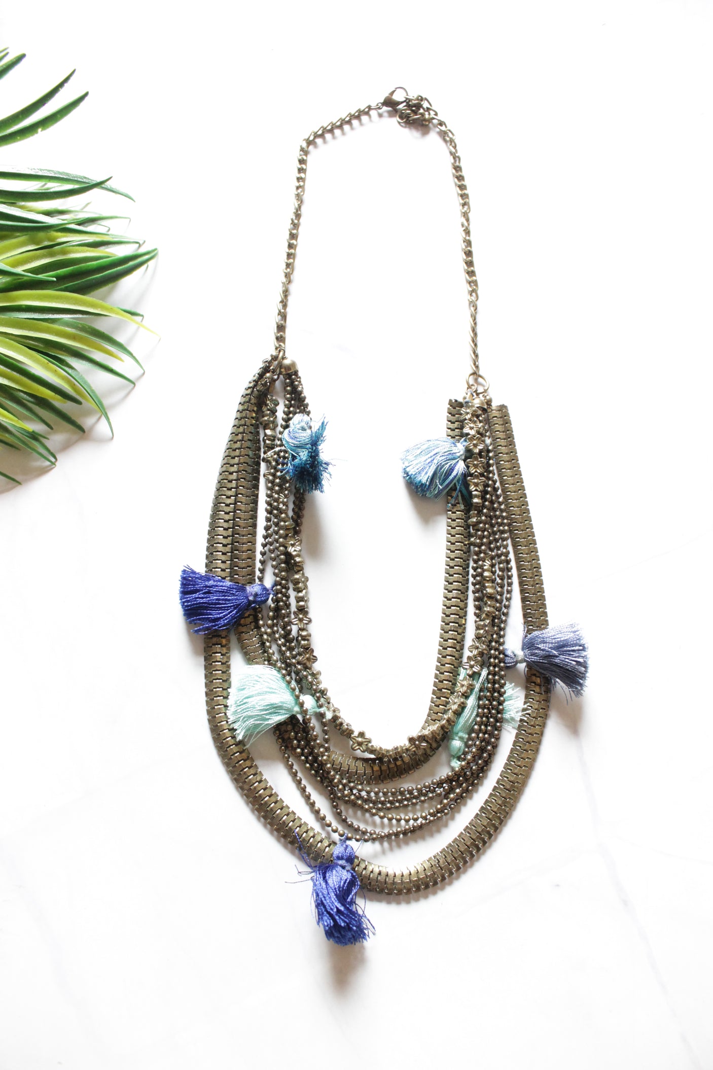 Brass Finish Metal Chains Handmade Boho Necklace