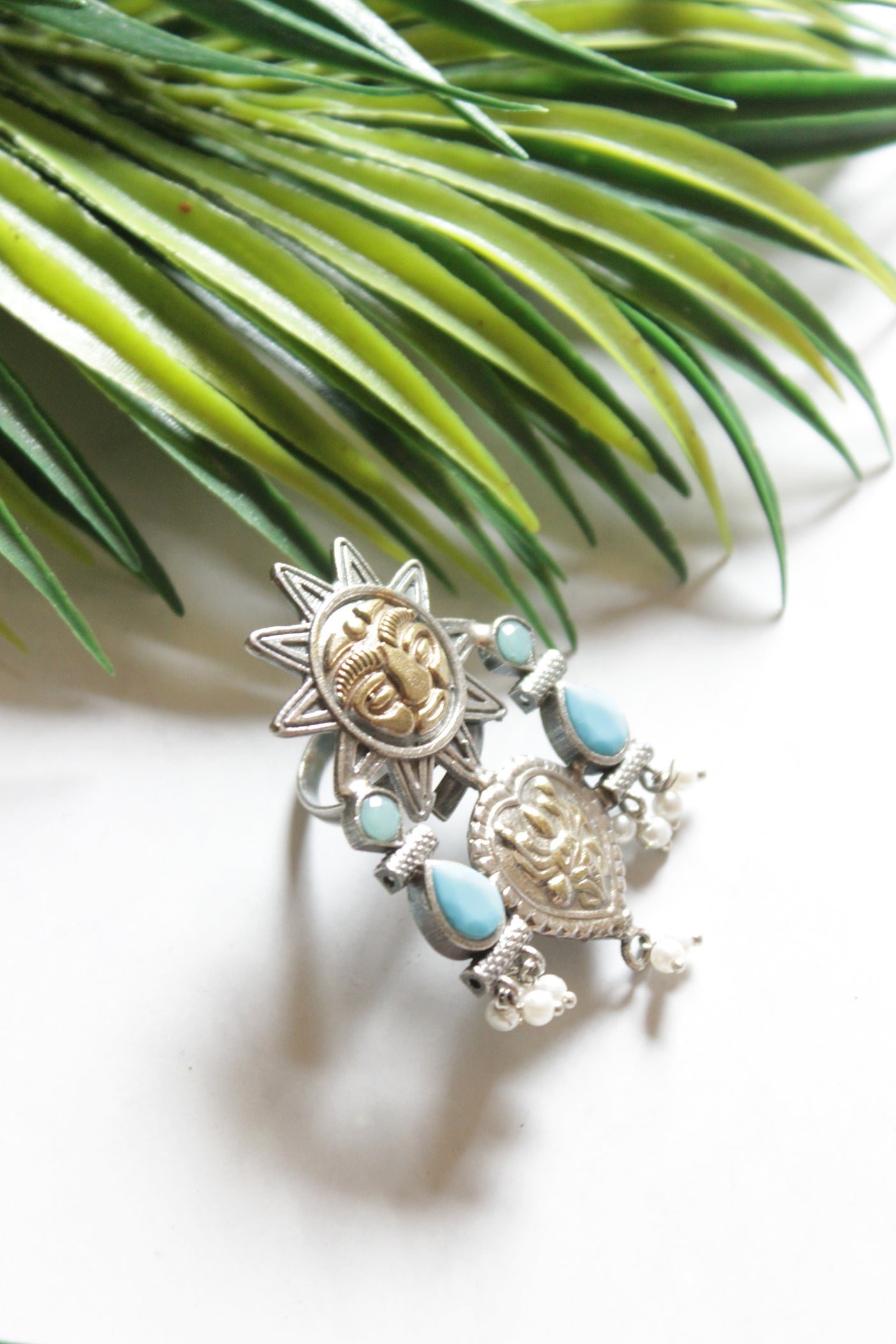 Dual Tone Statement Cocktail Sun Ring