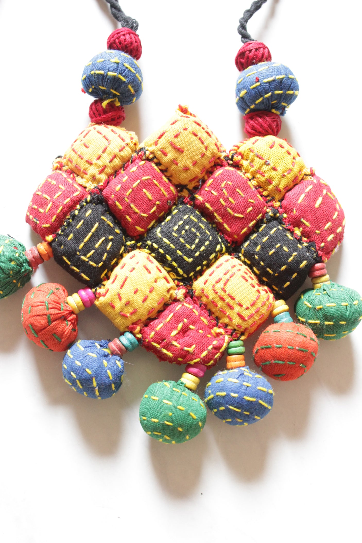 Kantha Embroidered Multi-Color Handmade Adjustable Length Necklace