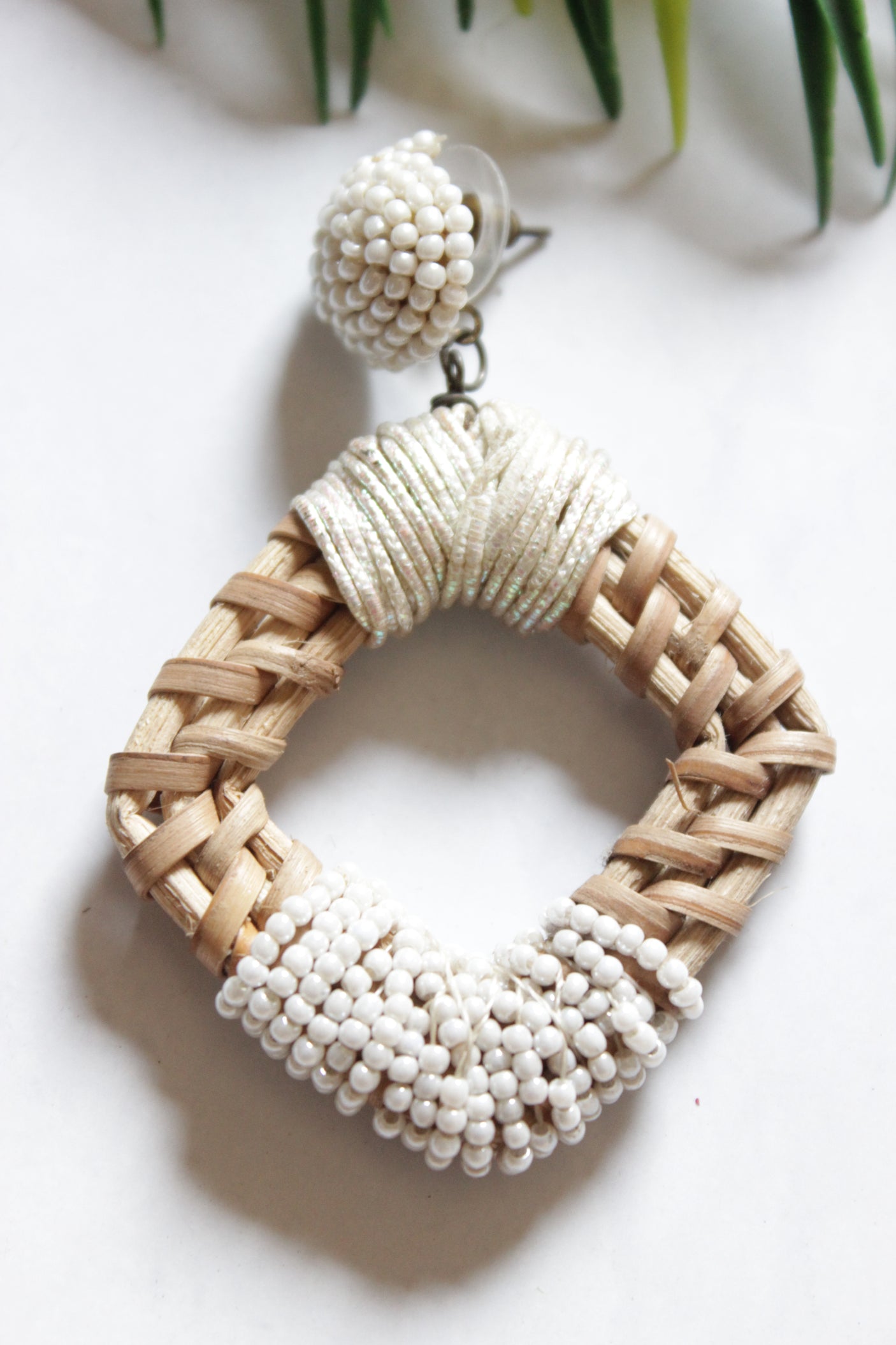 Handmade Bamboo and Beads Earrings