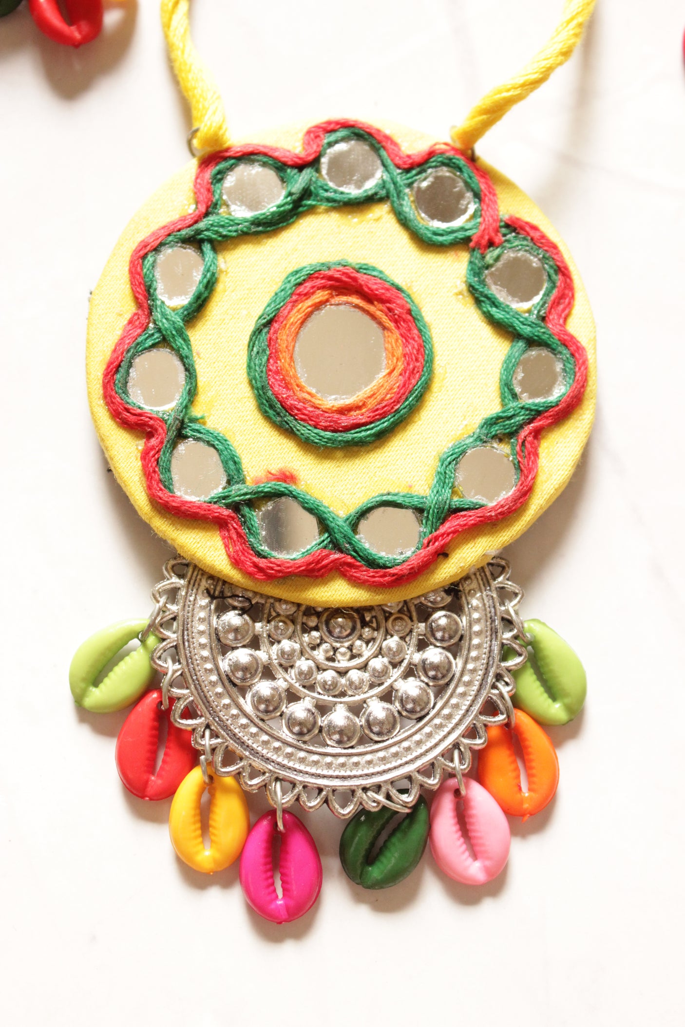 Hand Embroidered Fabric and Mirrors Necklace Set