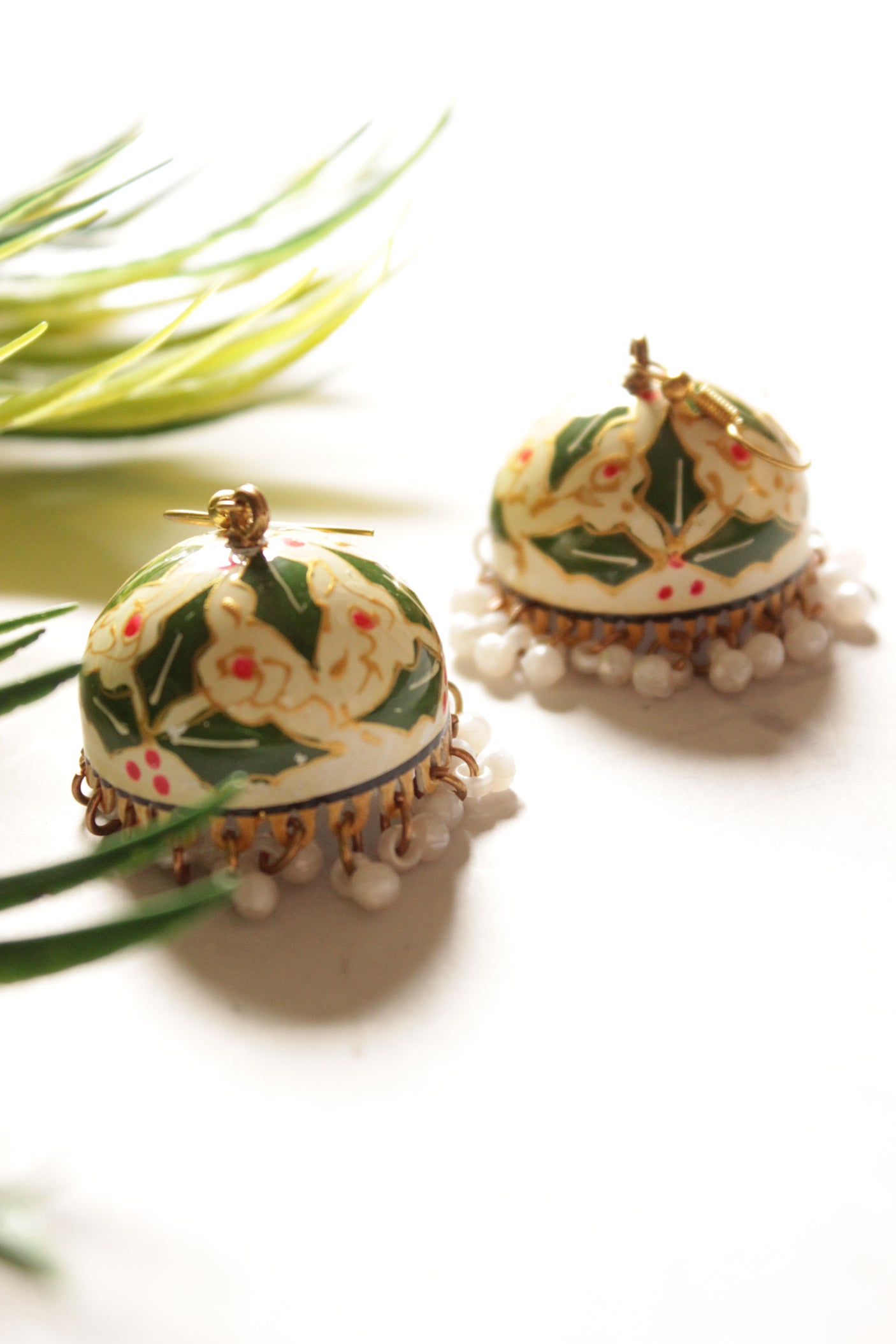 Meenakari Hand Painted Jhumka Earrings