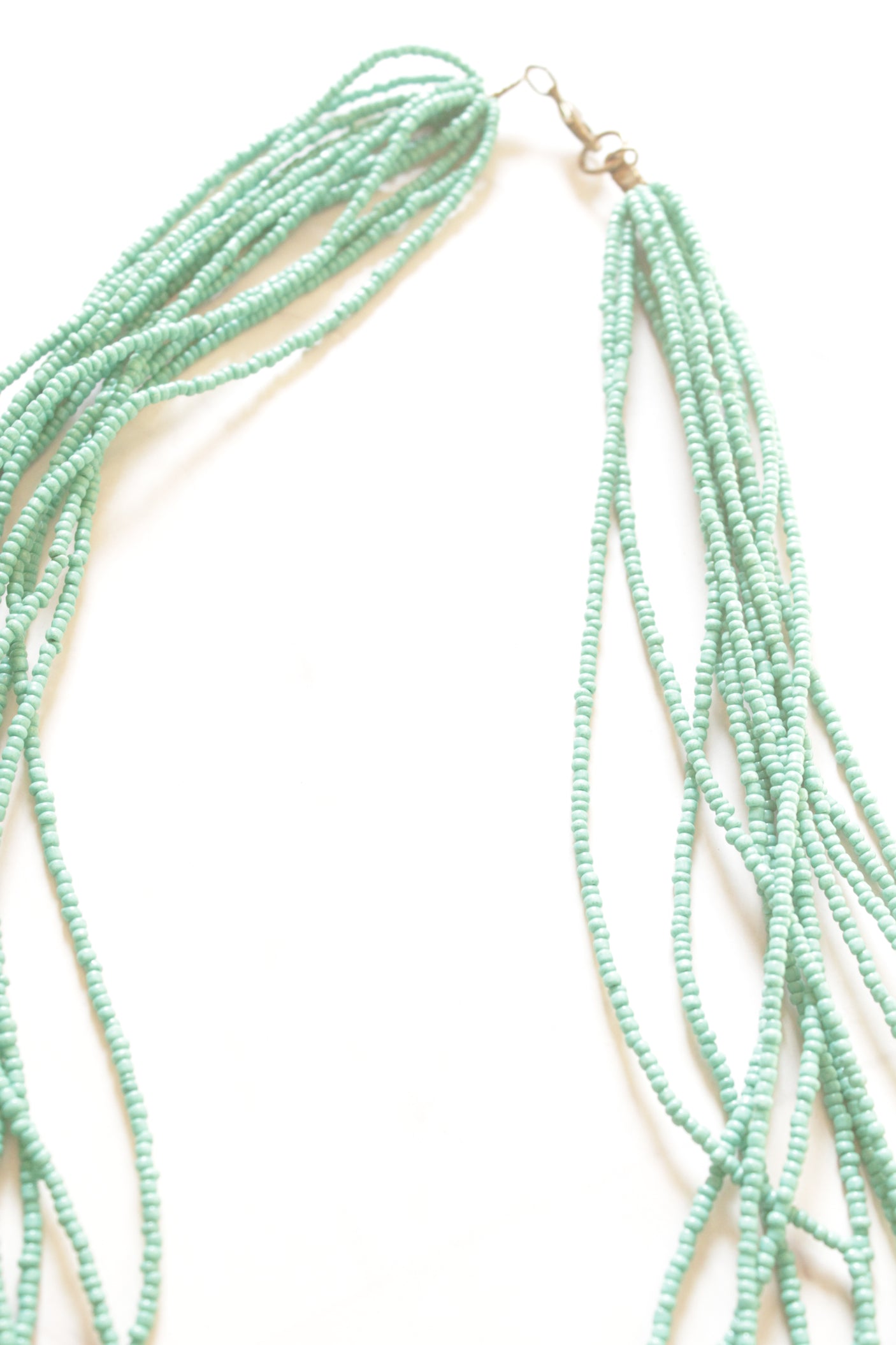 Turquoise and Bronze Color Beads Multi-Layer Handmade Beaded Necklace