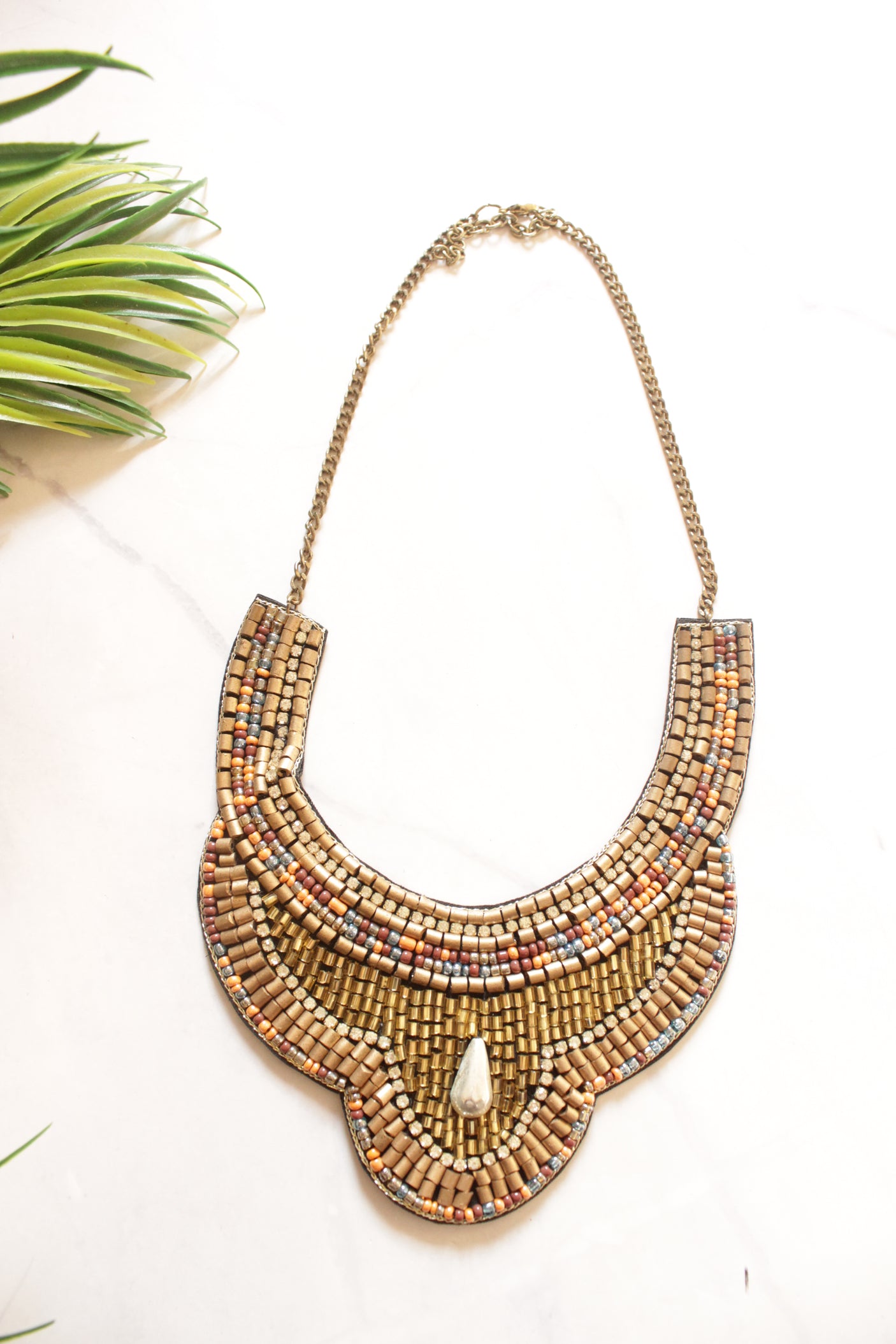 Golden Beads Handmade Beaded Necklace