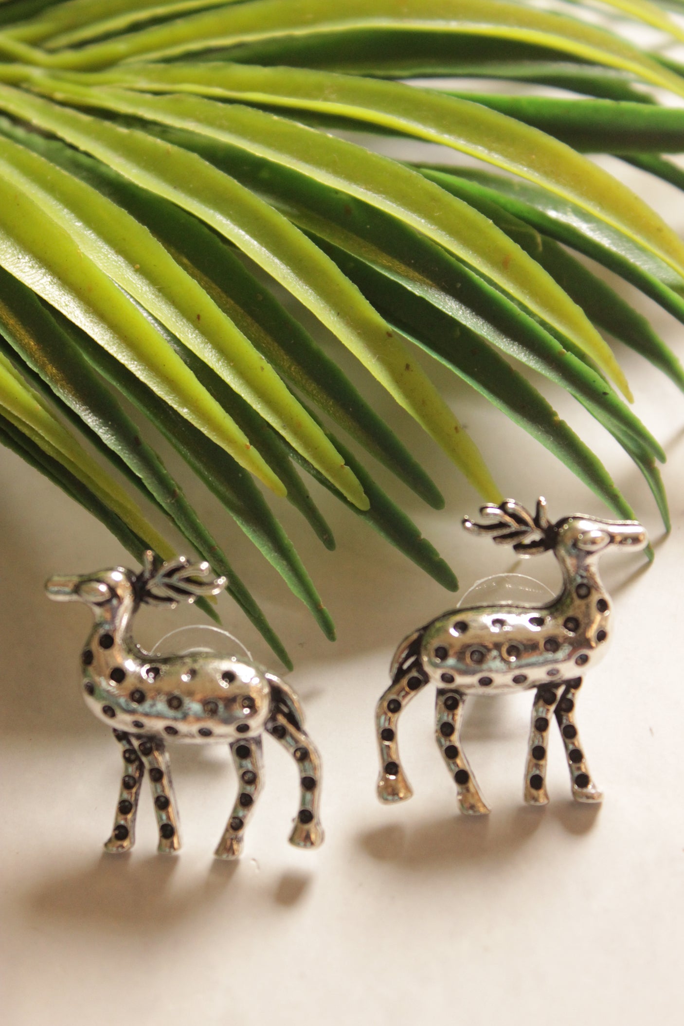 Deer Shape Silver Finish Stud Earrings