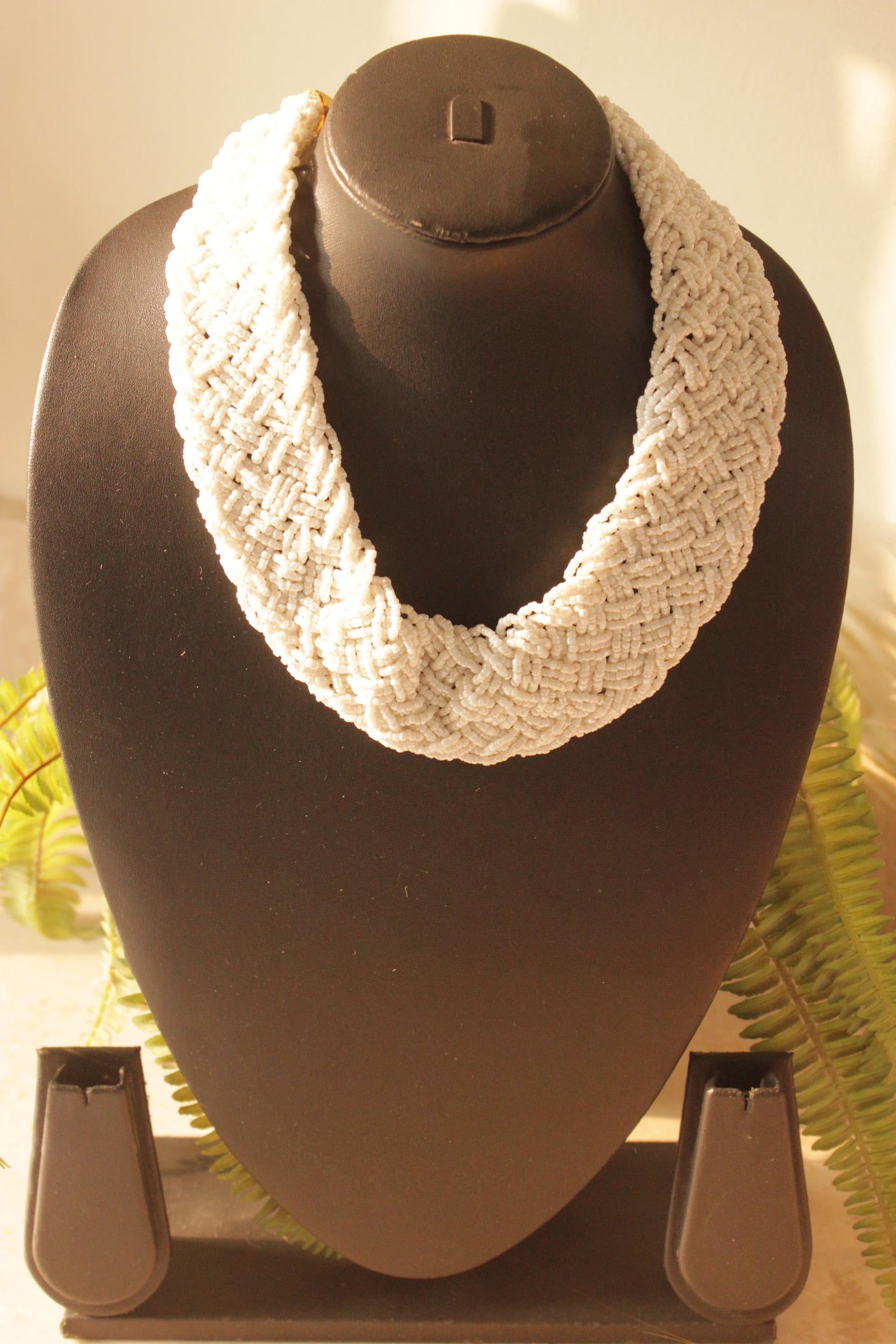 Twisted White Beads Handmade Necklace