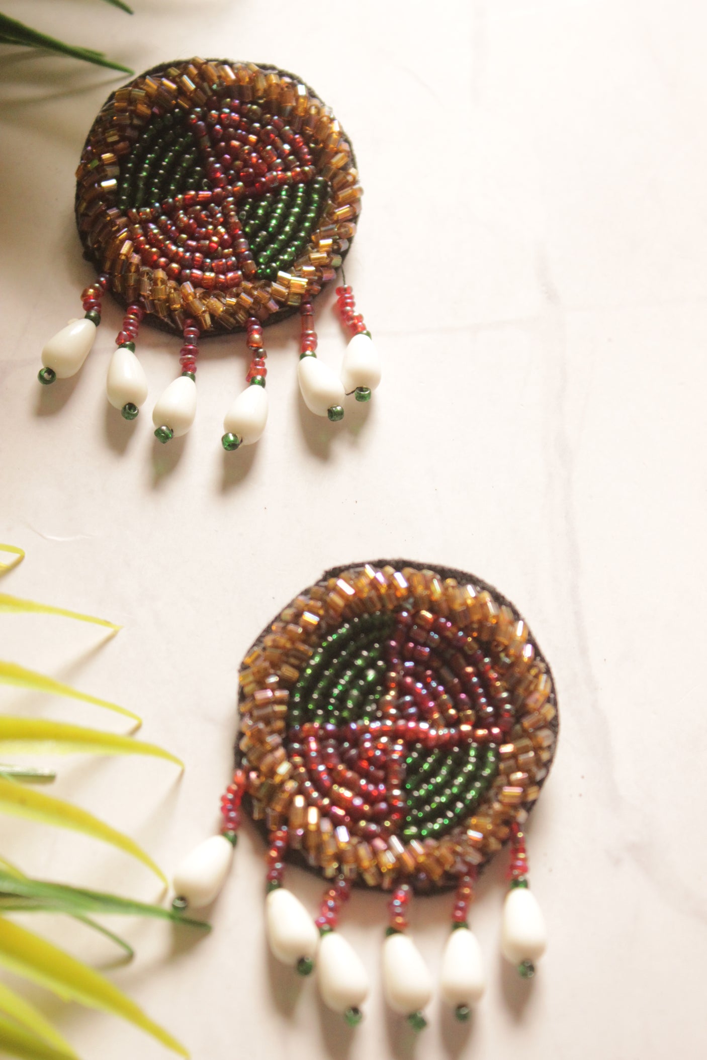 Red and Blue Glass Beads Earrings