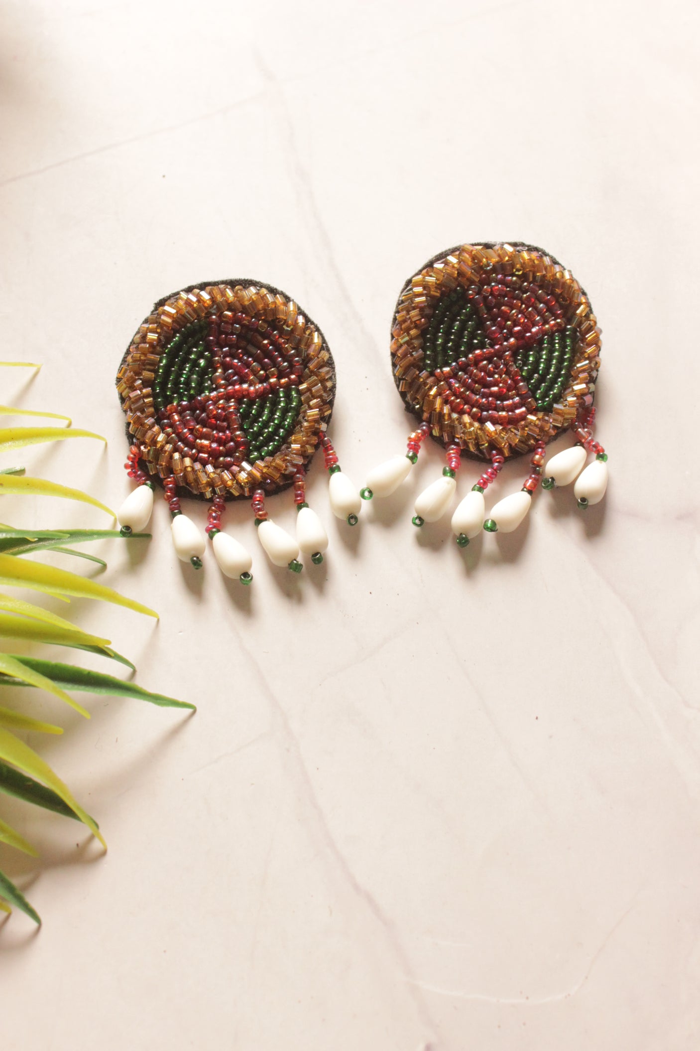 Red and Blue Glass Beads Earrings