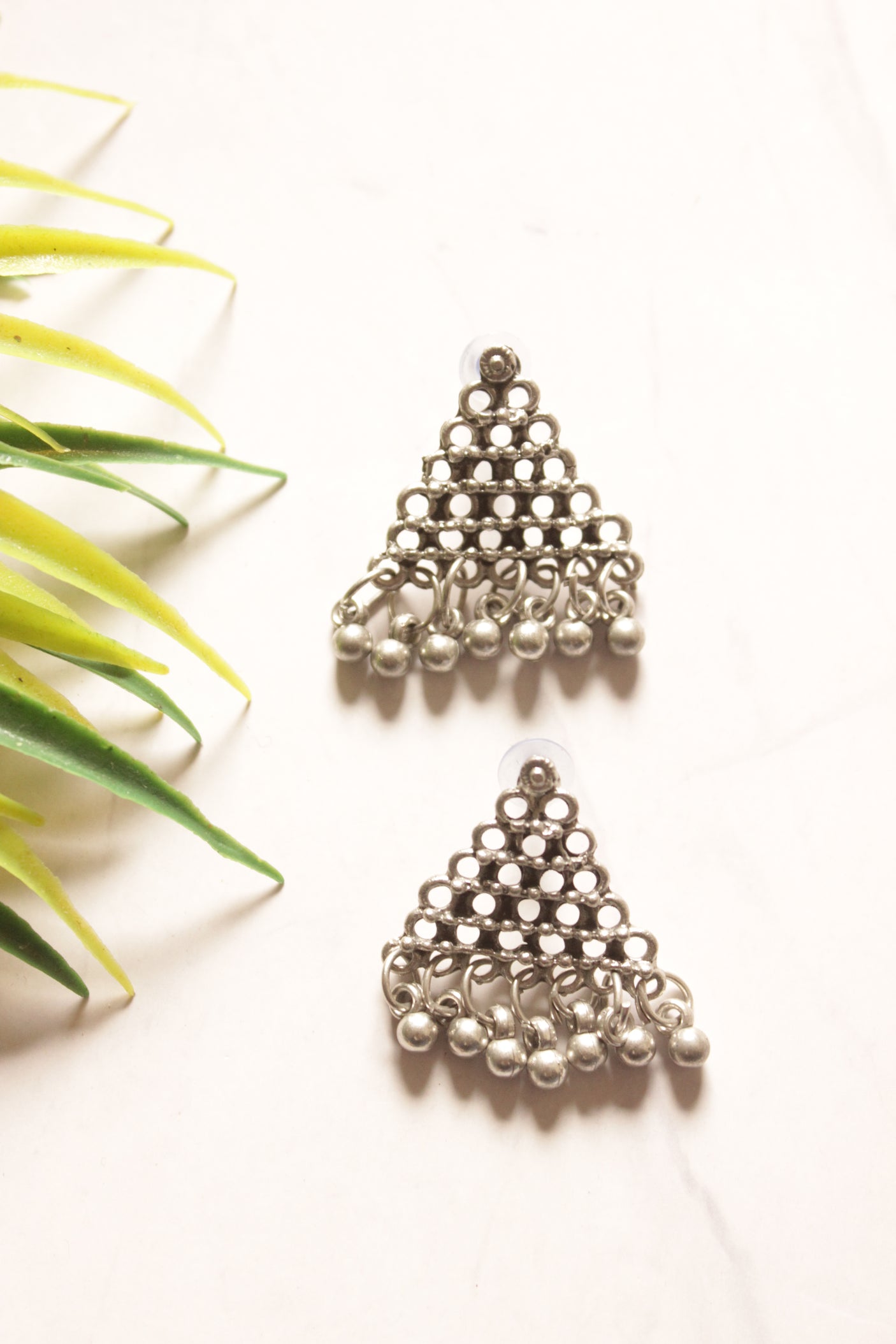 Paan Shape Pendant Statement Oxidised Finish Adjustable Length Necklace Set