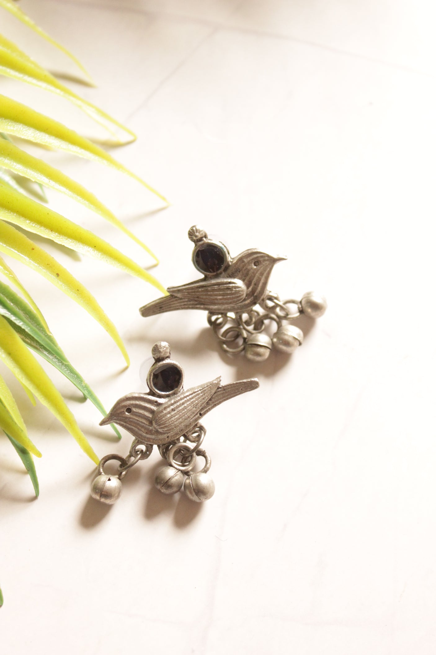 Bird Motif Oxidised Finish Long Chain Necklace